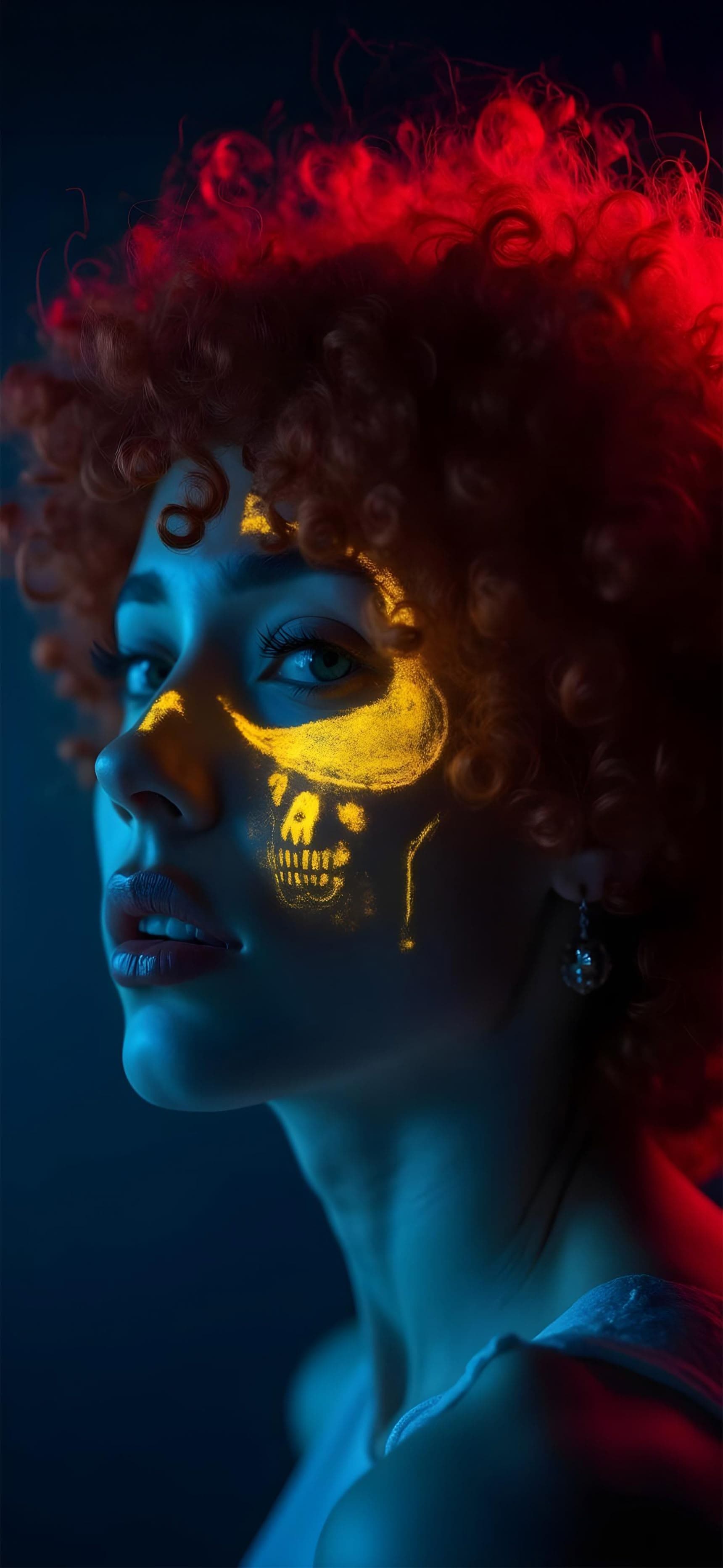 Neon Skull Profile - free phone wallpaper