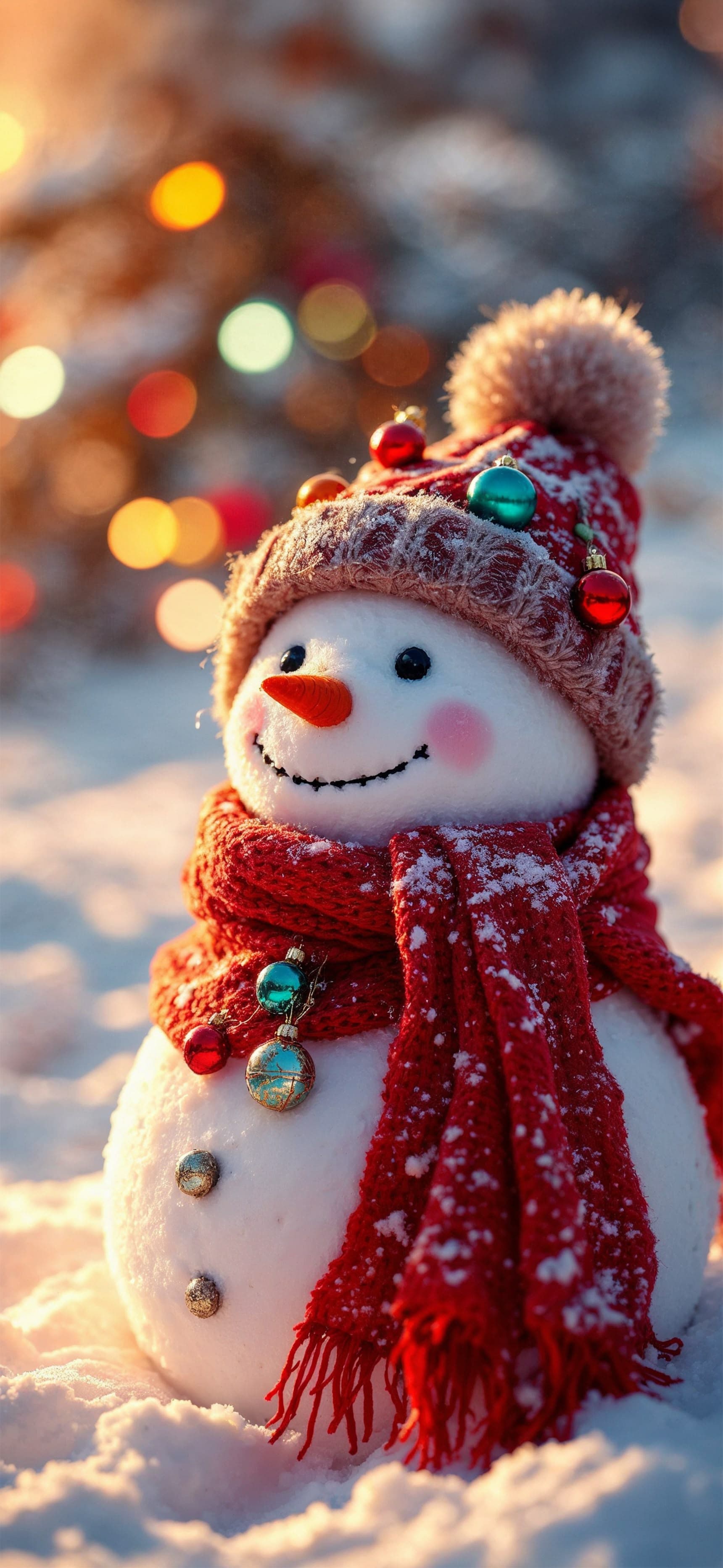 Festive Snowman Cheer - free phone wallpaper