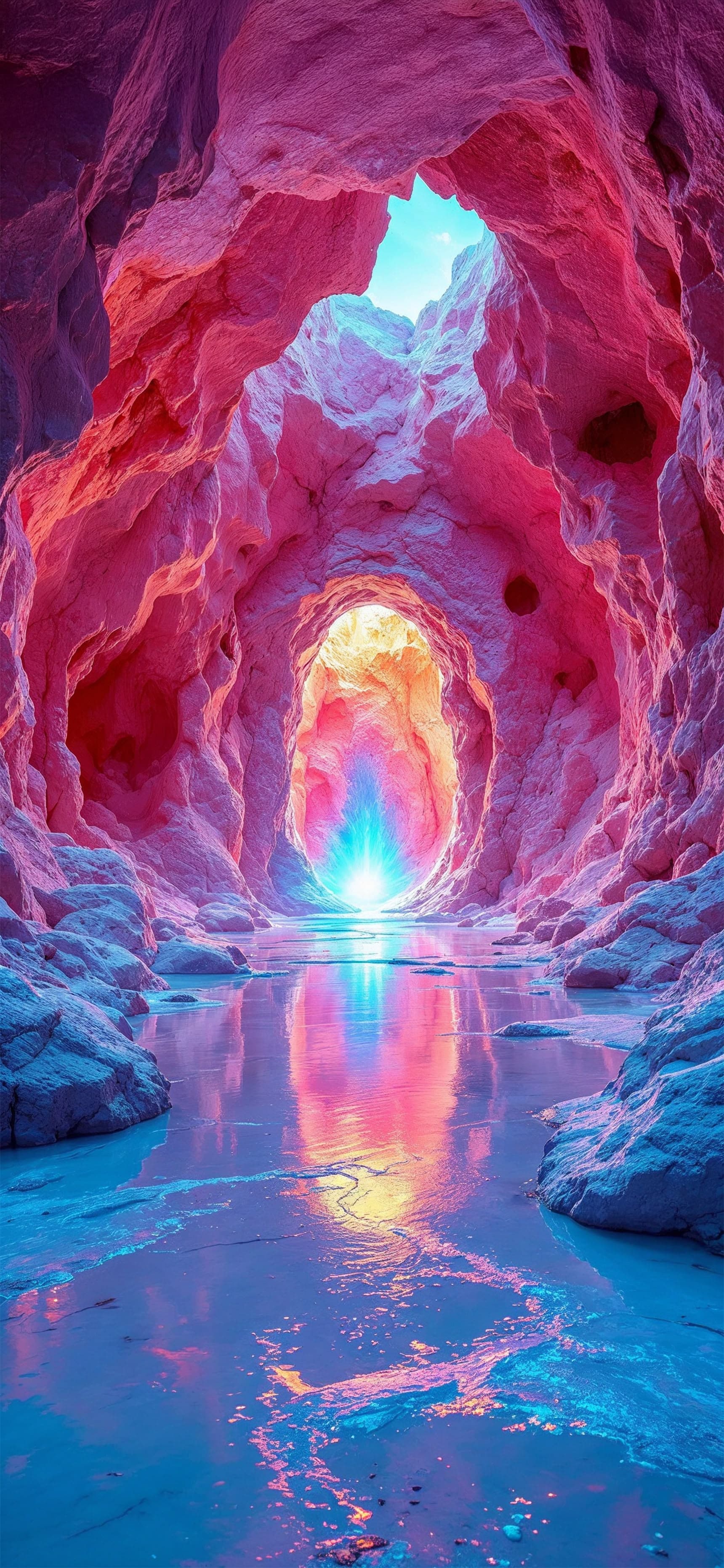 Glowing Cave Passage - free phone wallpaper