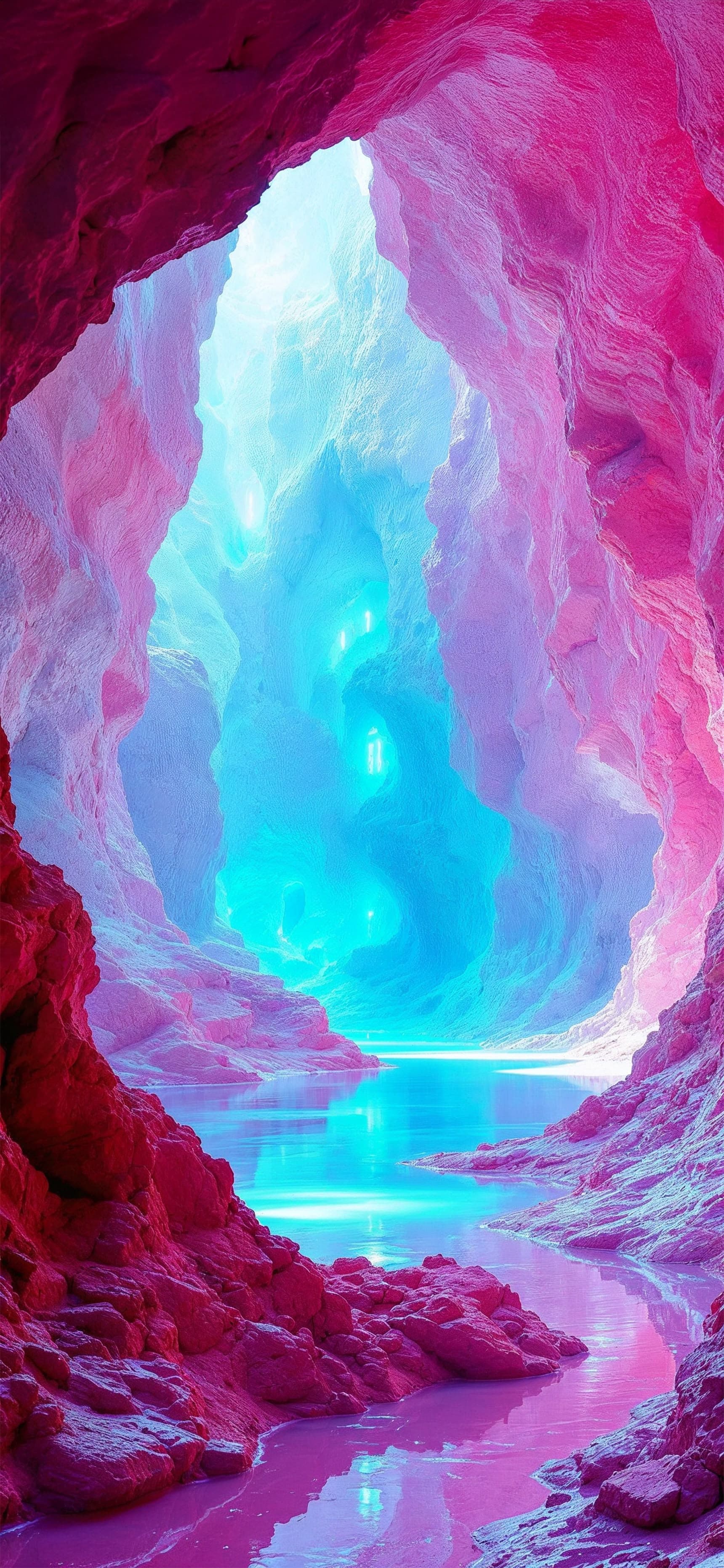 Mystical Cave River - free phone wallpaper