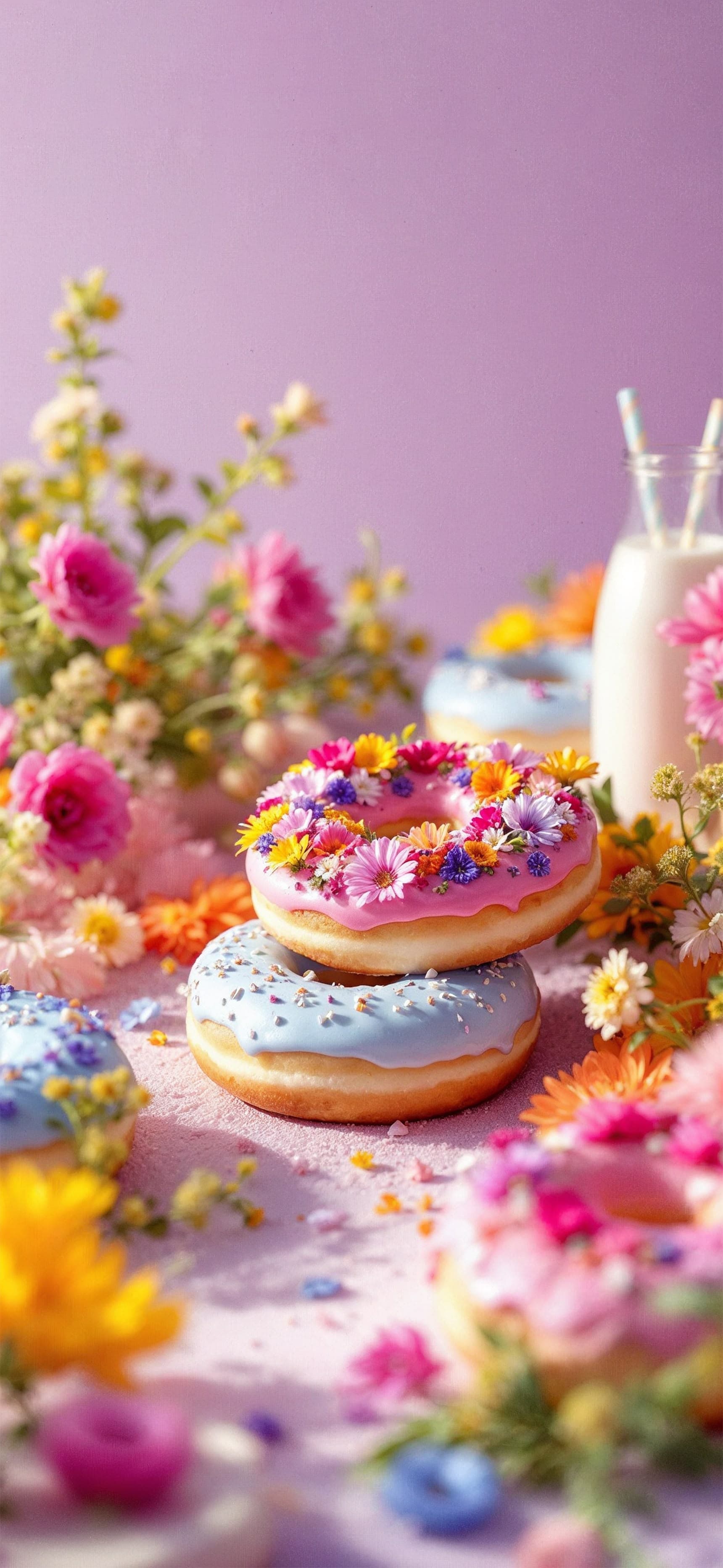 Floral Donut Delight - free phone wallpaper