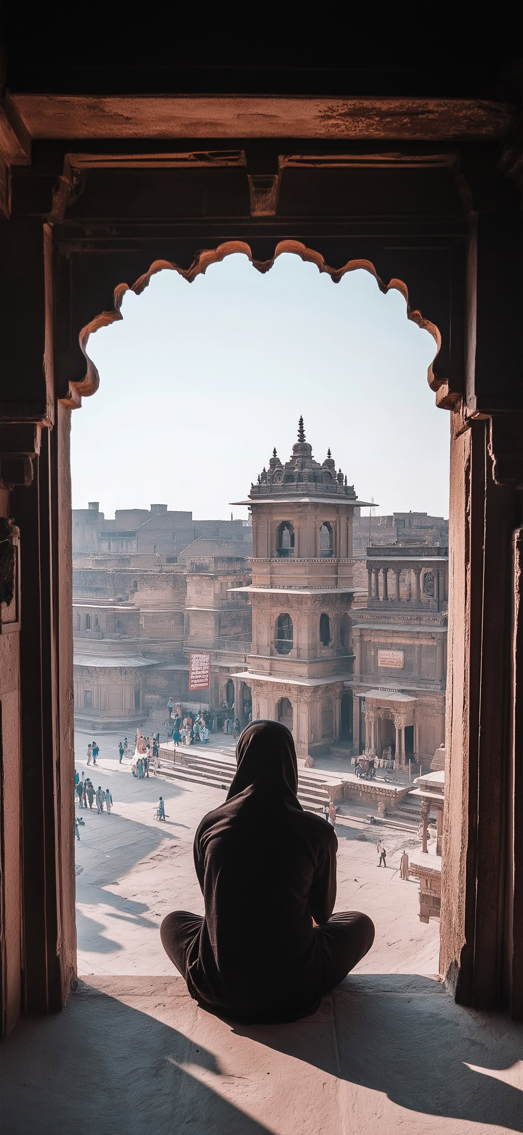 Meditative Temple View - free phone wallpaper