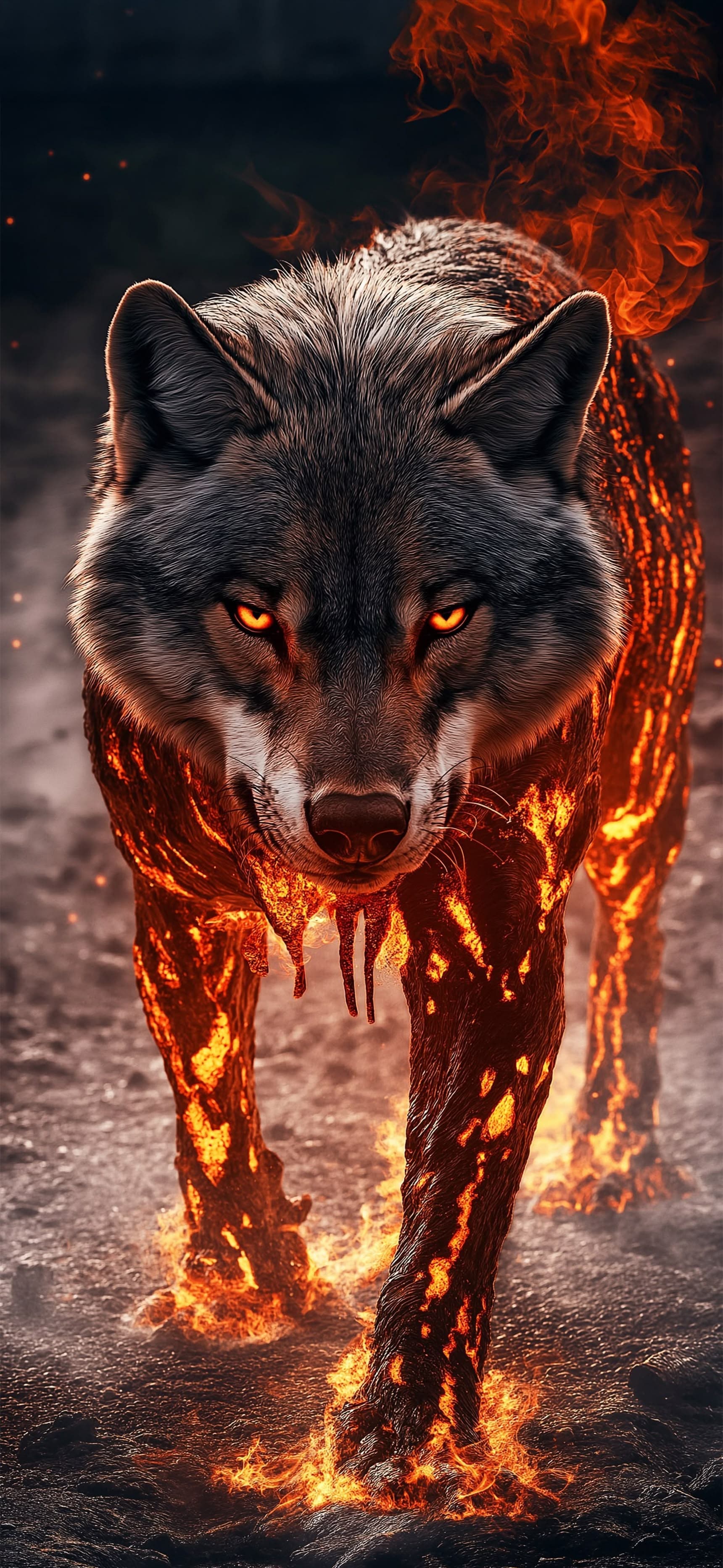 Inferno Wolf Walk - free phone wallpaper