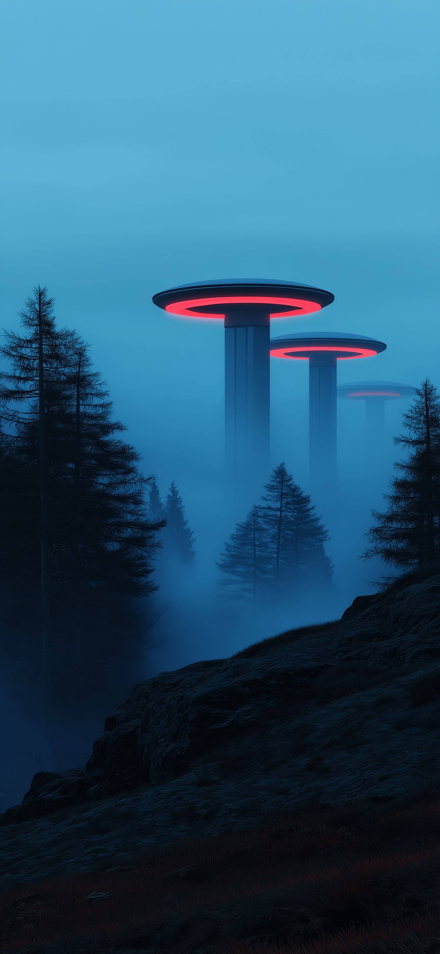 Misty Alien Structures - free phone wallpaper