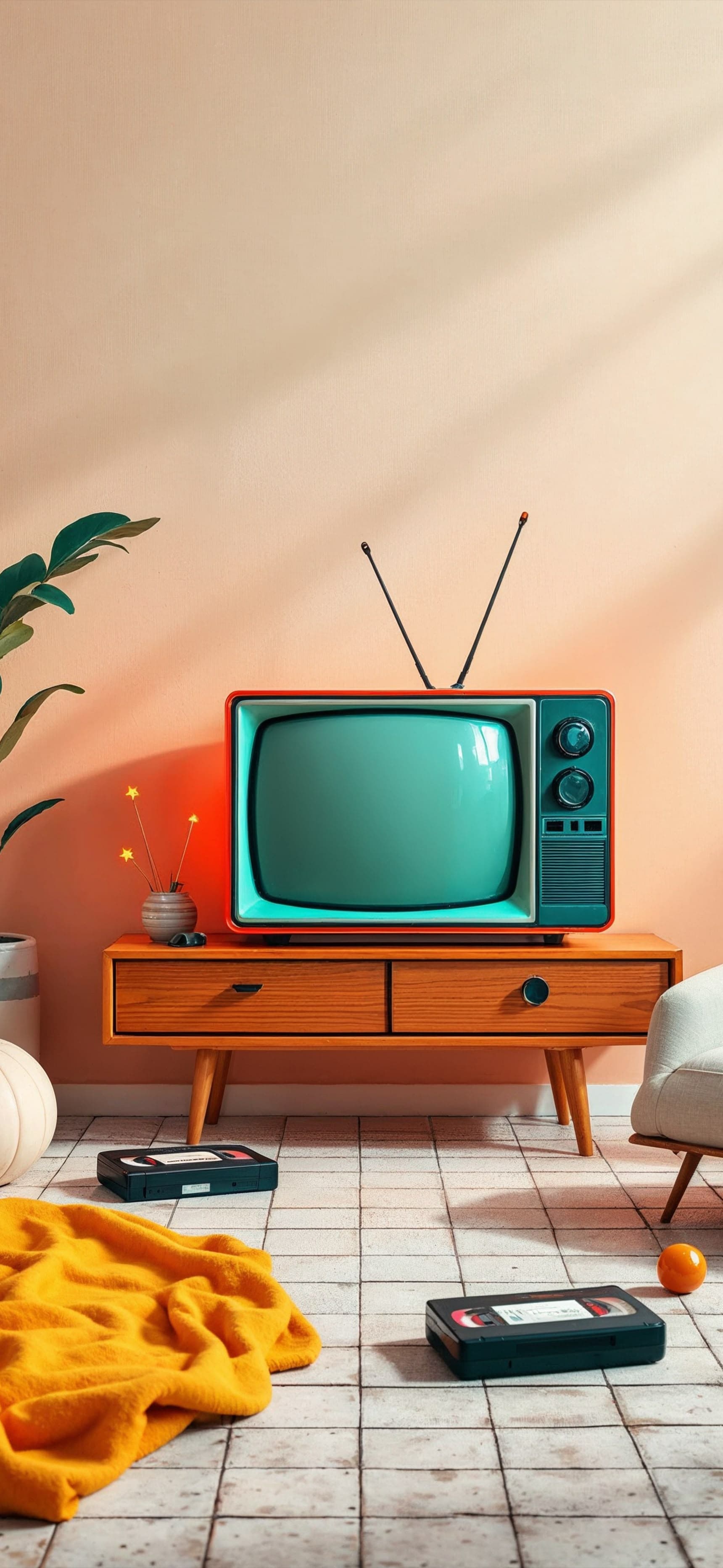 Retro TV Interior - free phone wallpaper