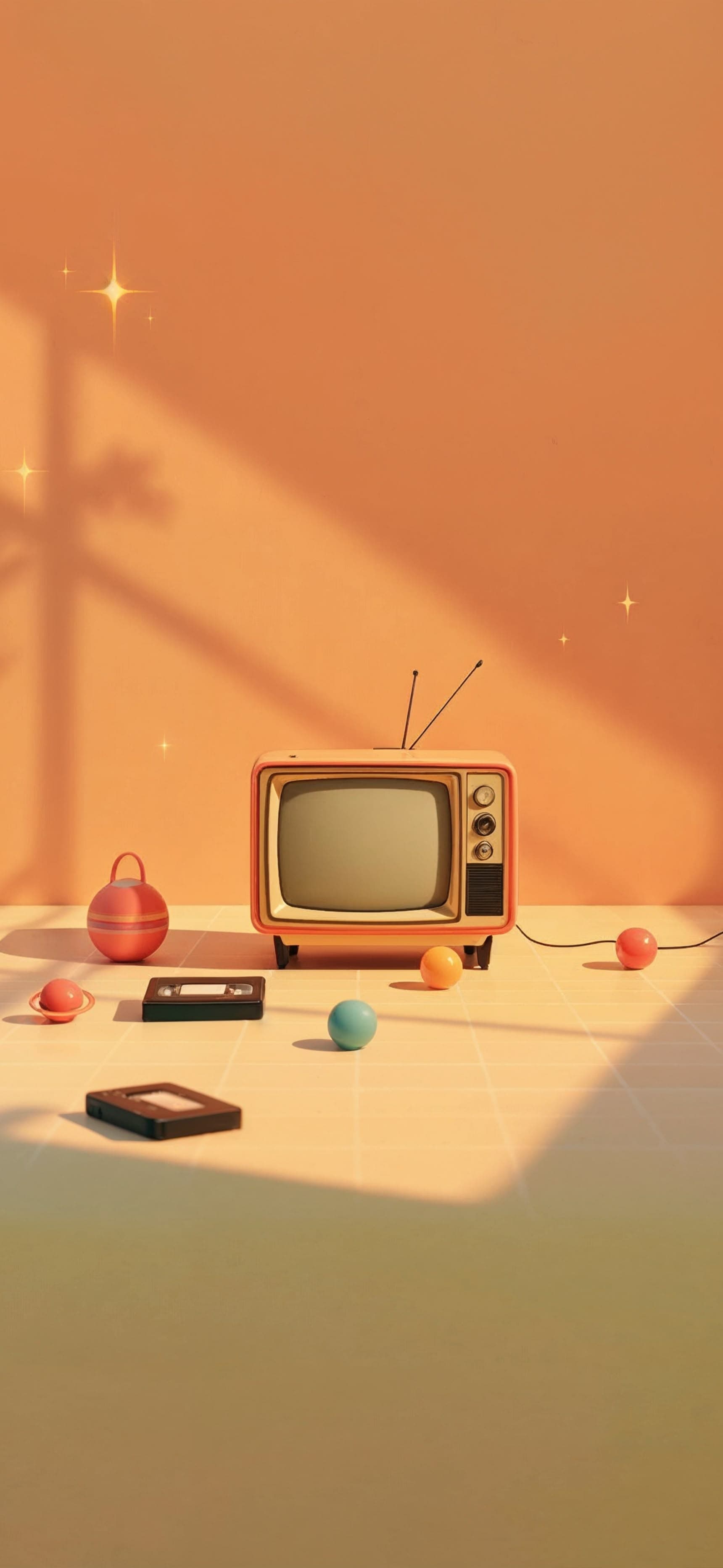 Vintage TV Setup - free phone wallpaper