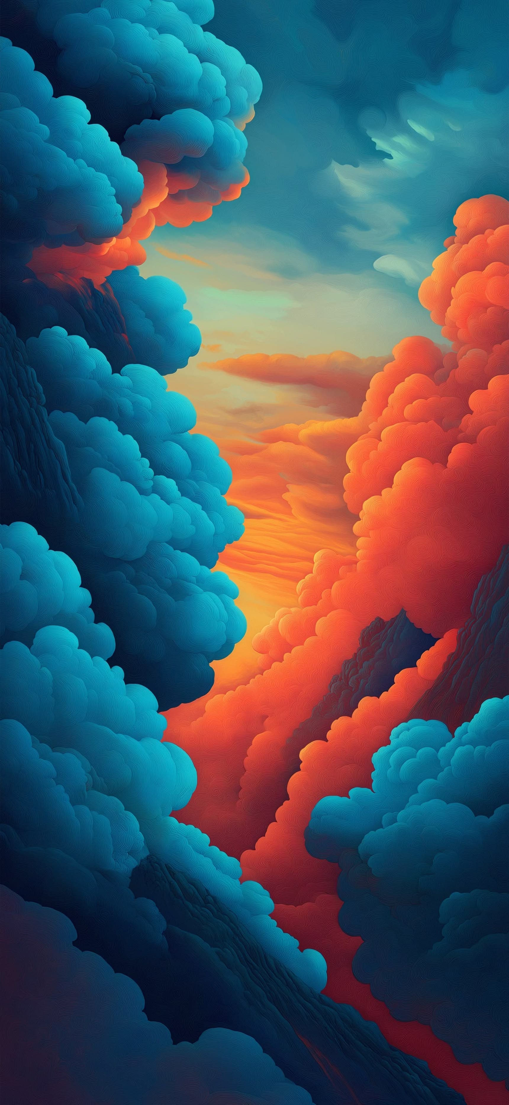 Cloudy Orange Ascent - free phone wallpaper