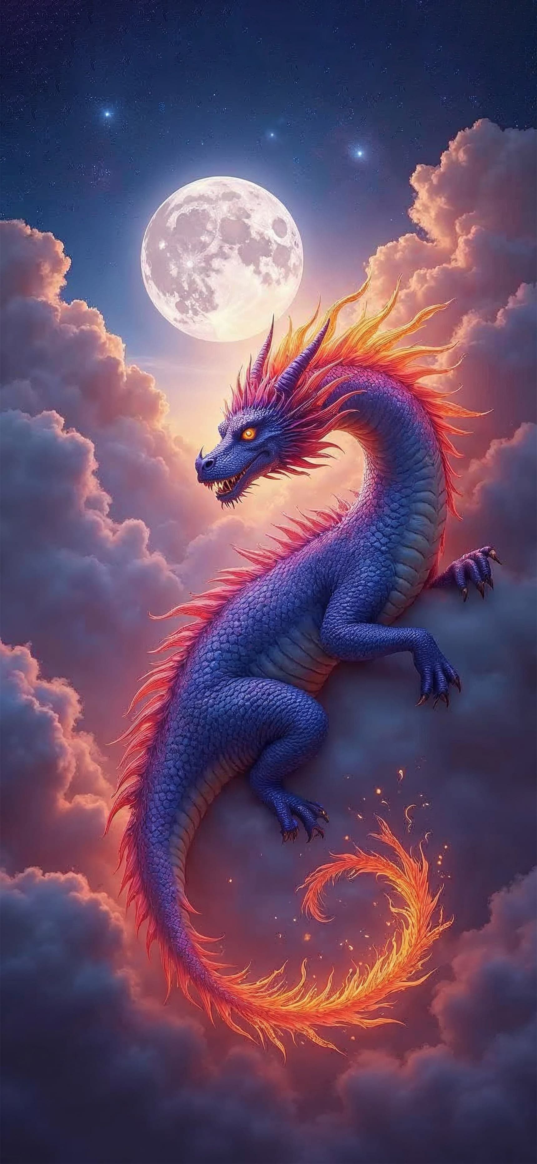 Lunar Dragon Flight - free phone wallpaper