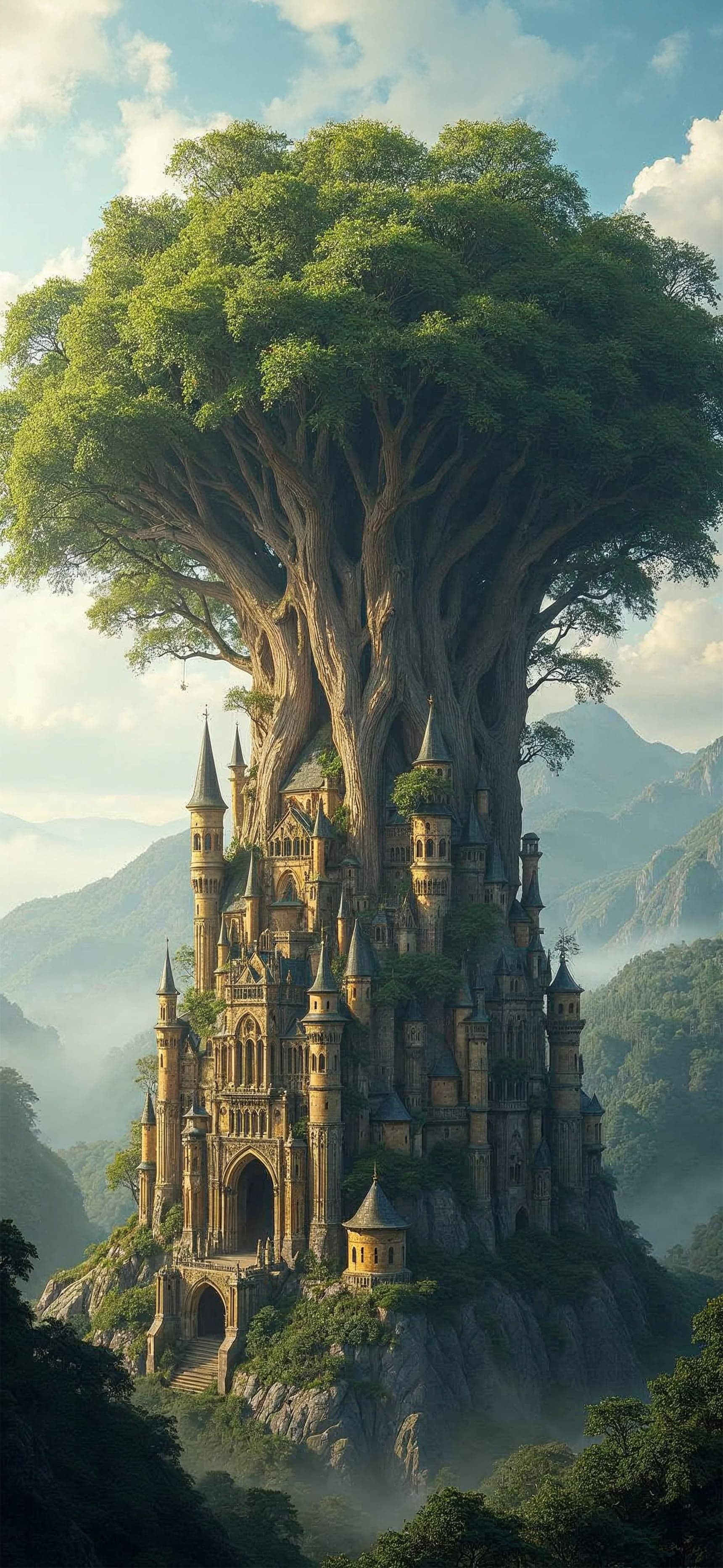 Majestic Tree Castle - free phone wallpaper