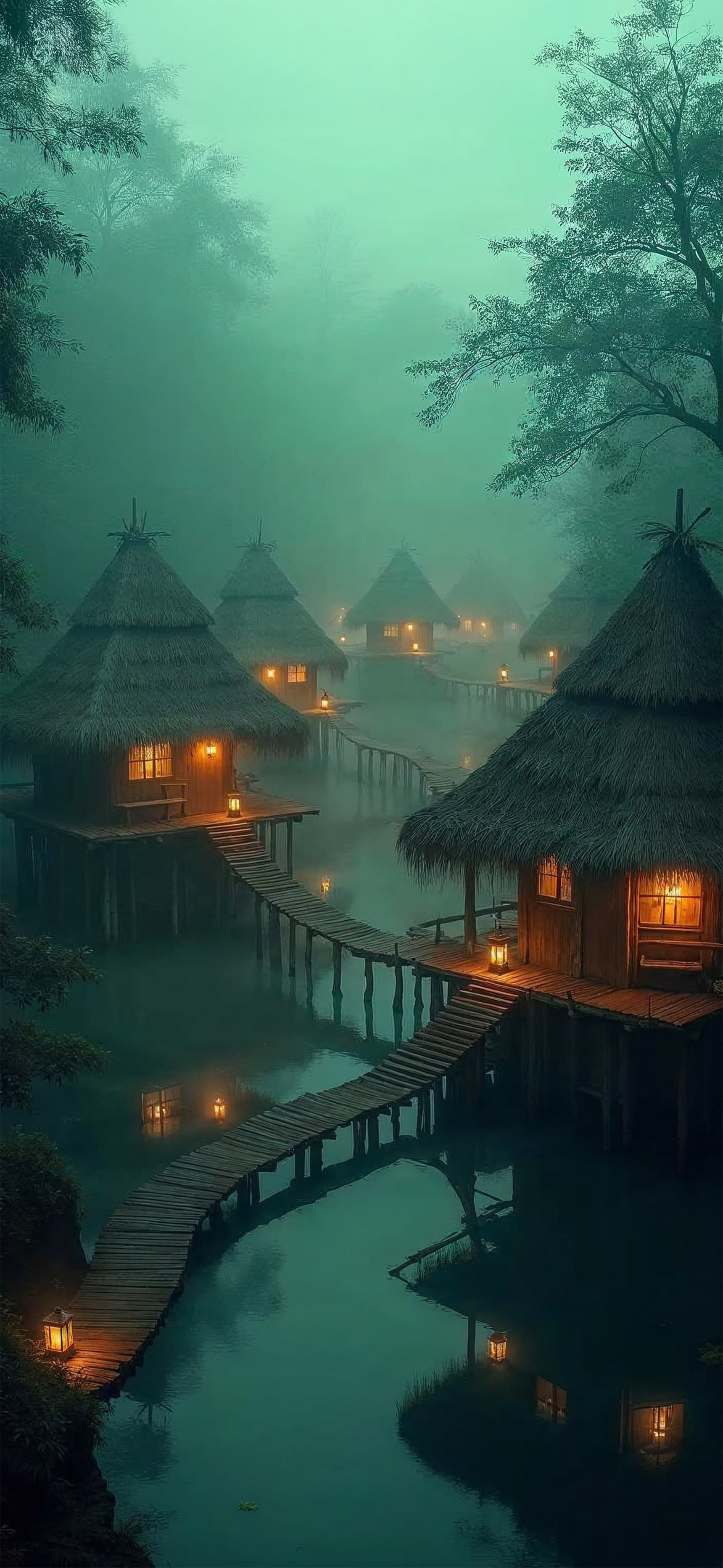 Misty Village Retreat - free phone wallpaper
