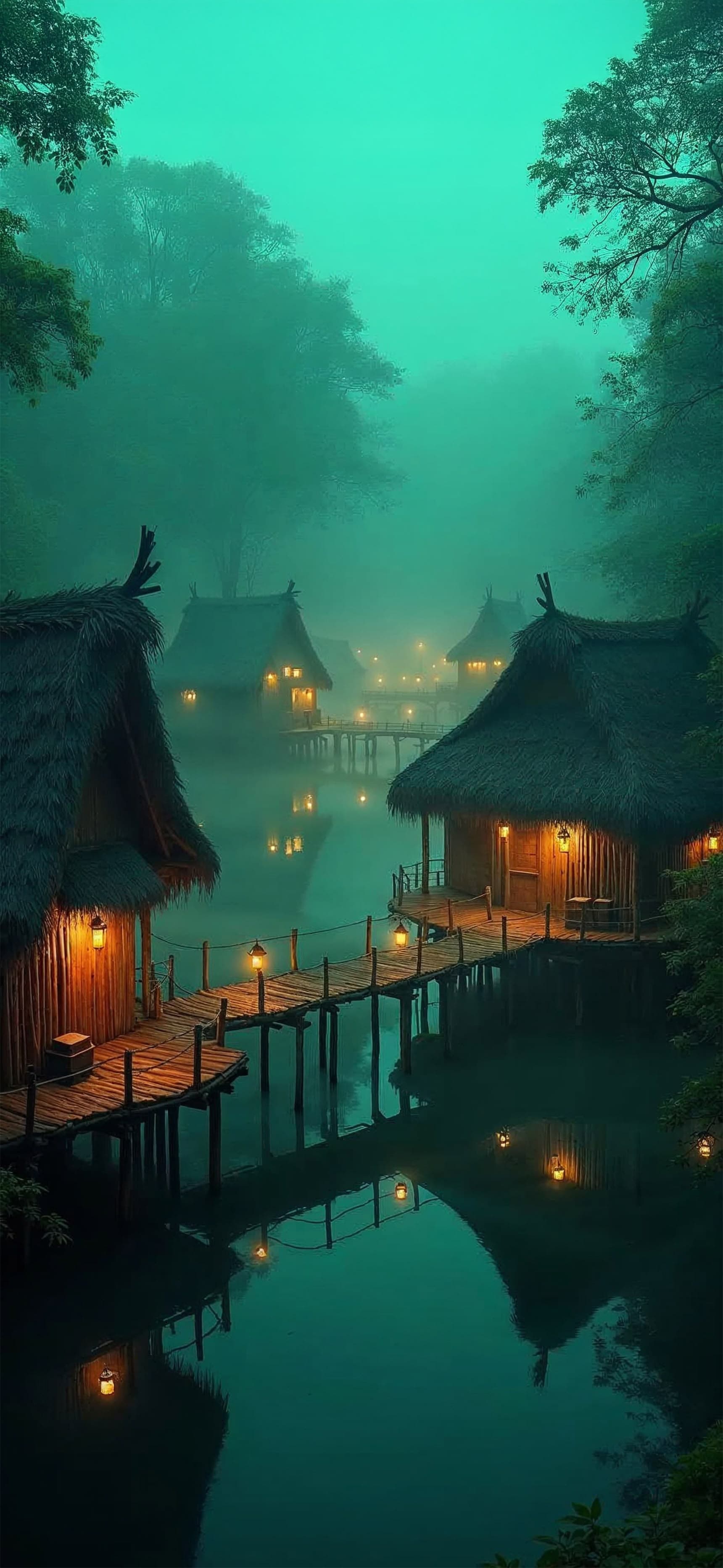 Mystical Village Lights - free phone wallpaper