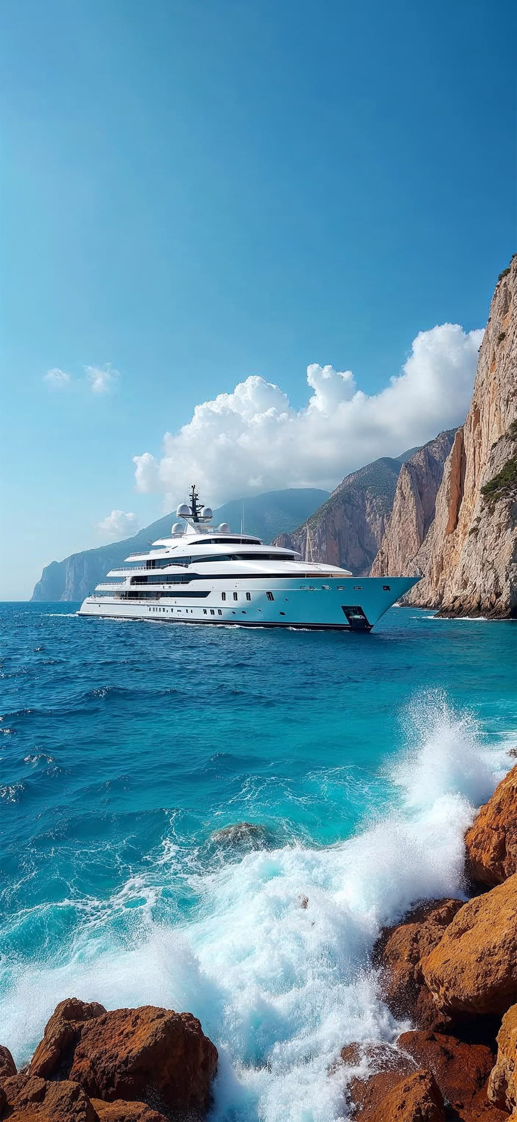 Yacht Coastal View - free phone wallpaper