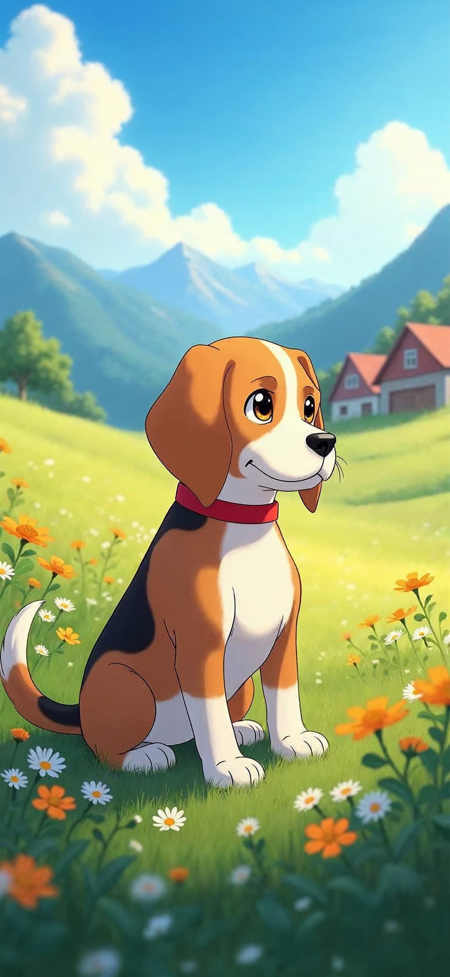 Beagle Daisy Smile - free phone wallpaper