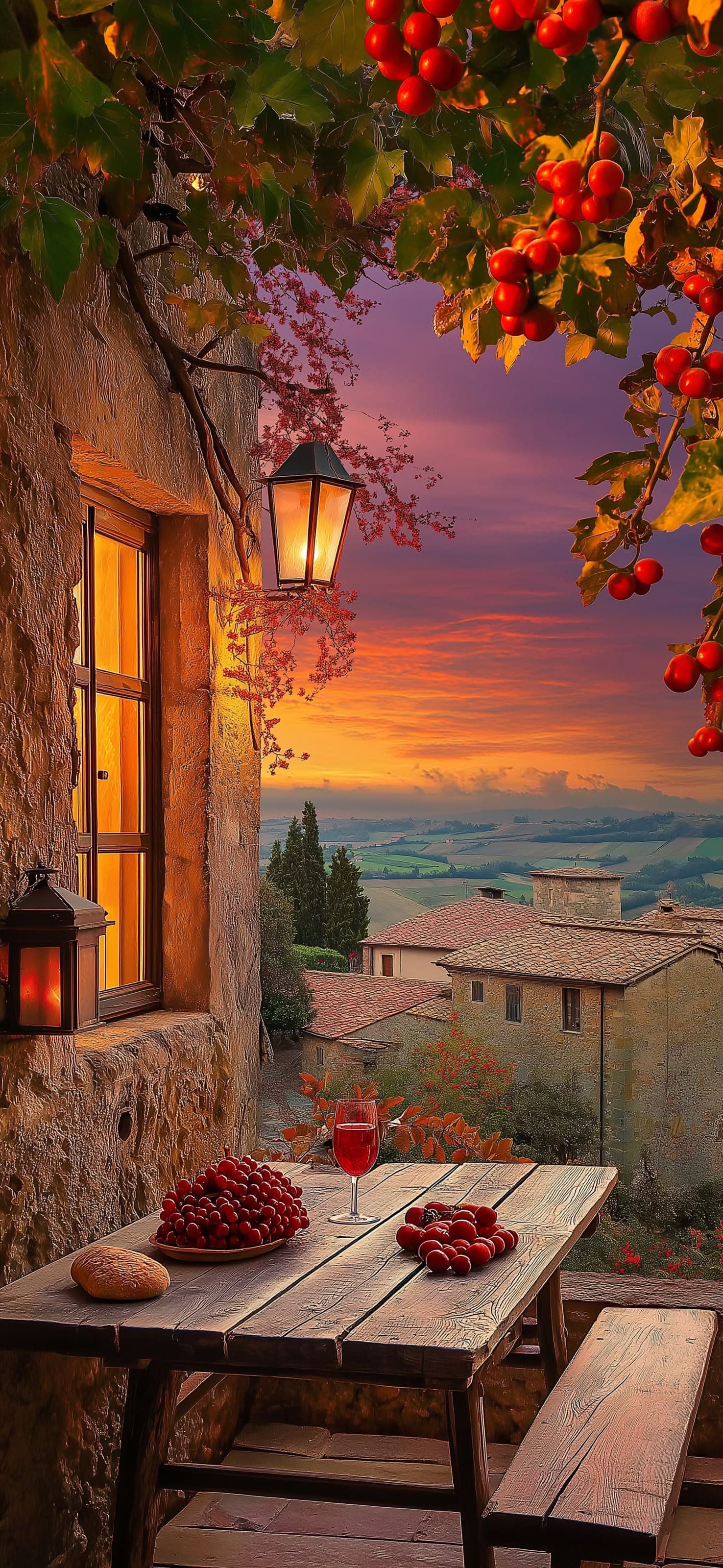 Tuscan Sunset View - free phone wallpaper