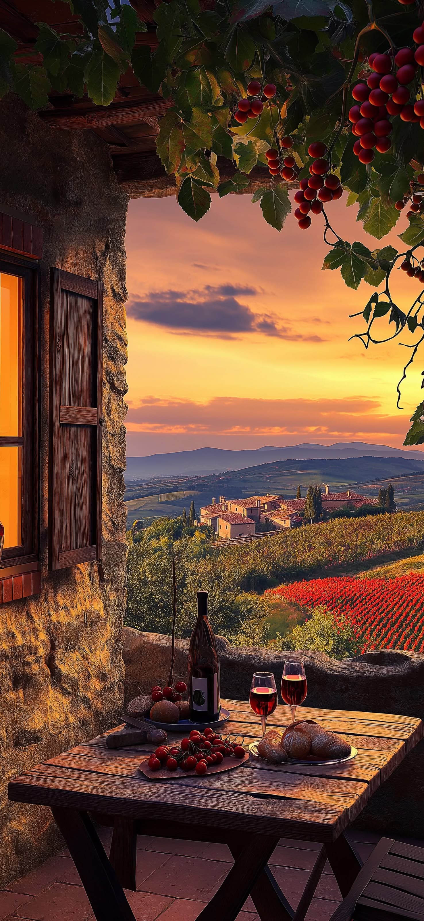 Tuscan Sunset View - free phone wallpaper