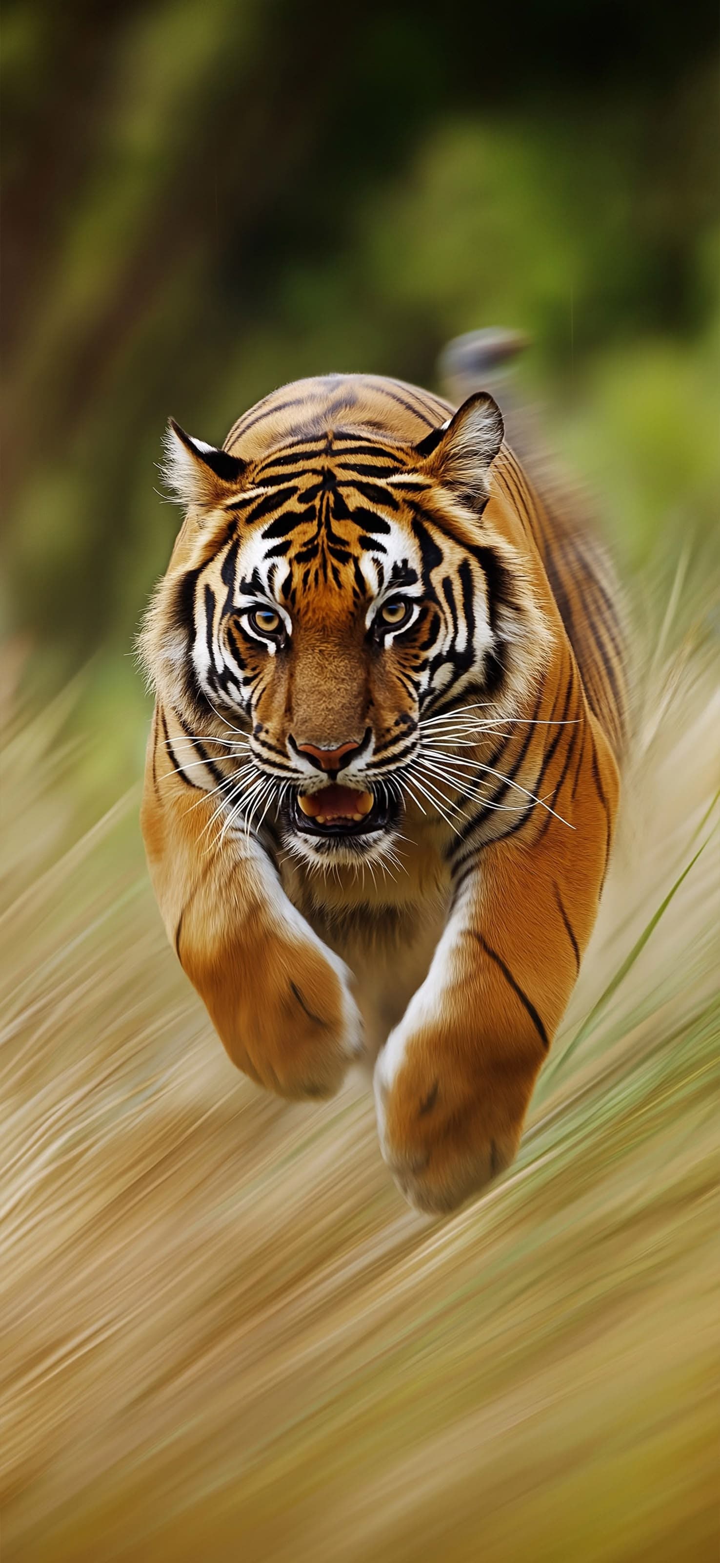 Focused Tiger Charge - free phone wallpaper