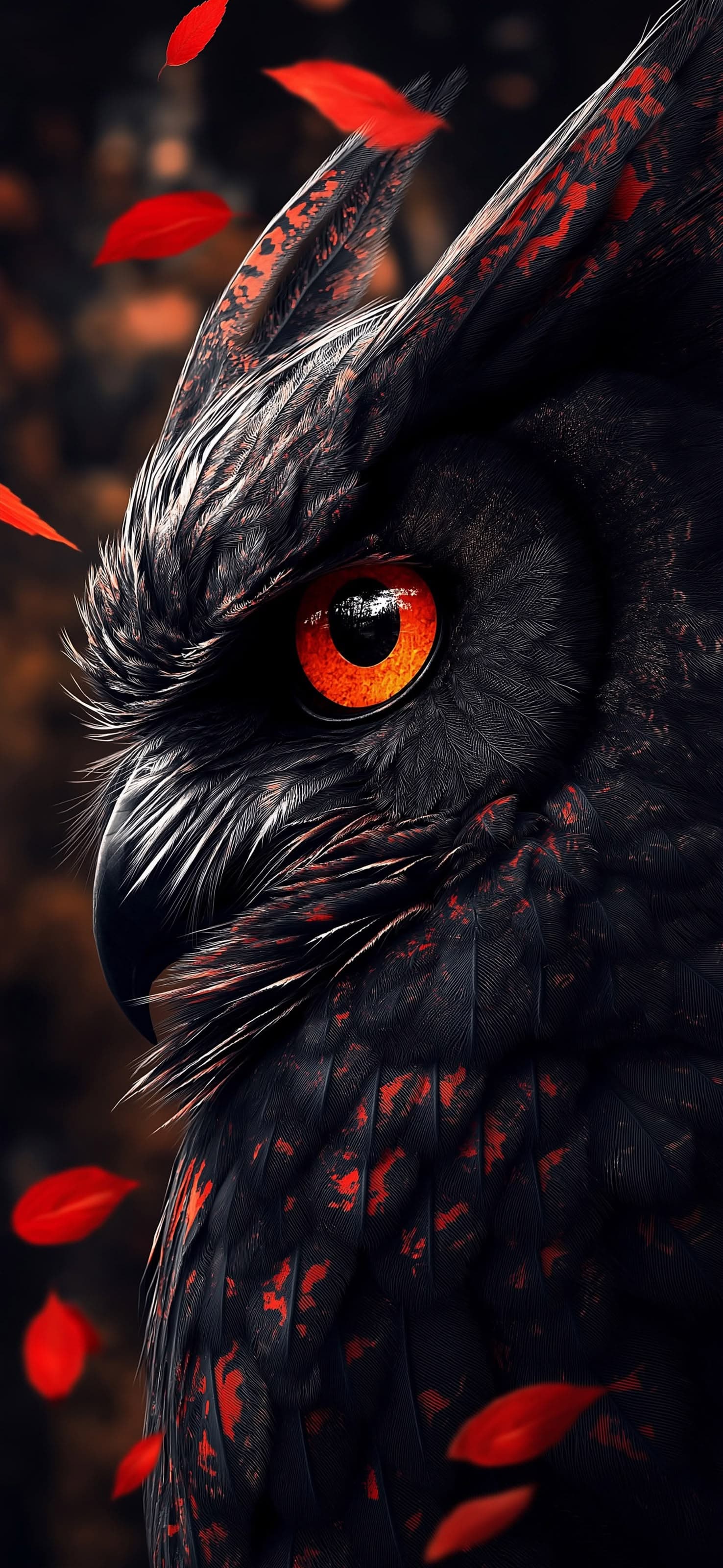 Red-Eyed Owl Portrait - free phone wallpaper