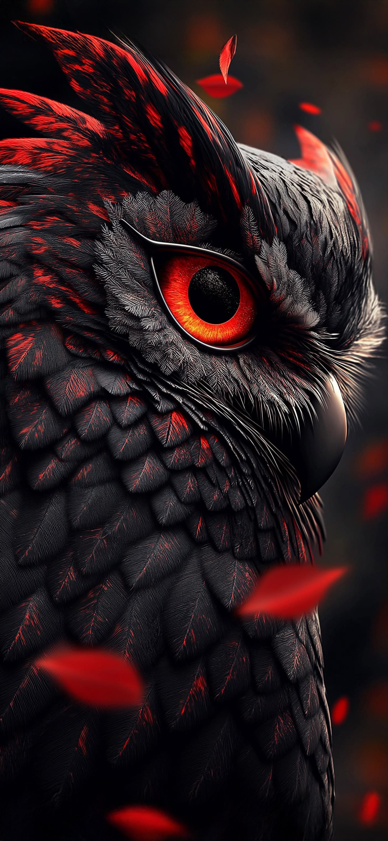 Crimson Feathered Gaze - free phone wallpaper