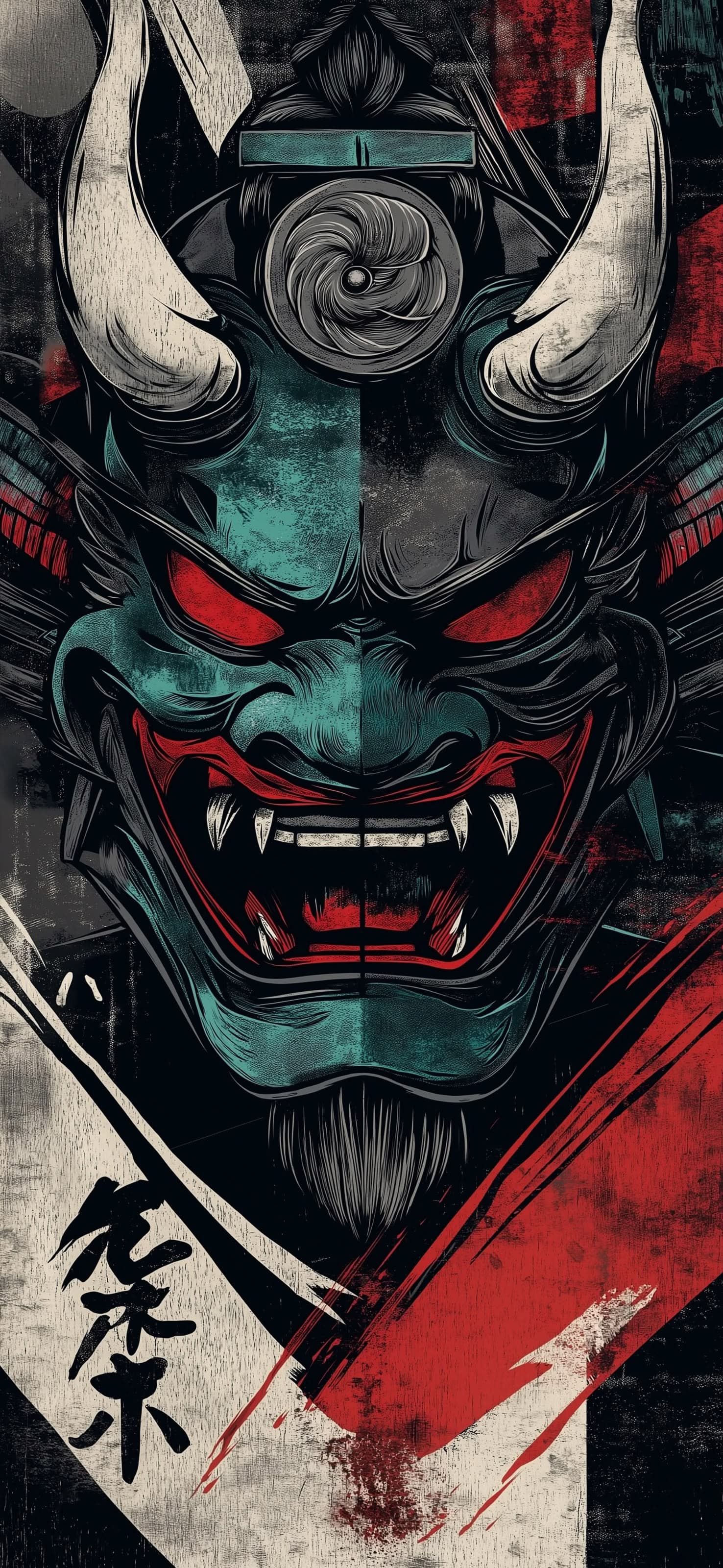 Samurai Demon Mask - free phone wallpaper