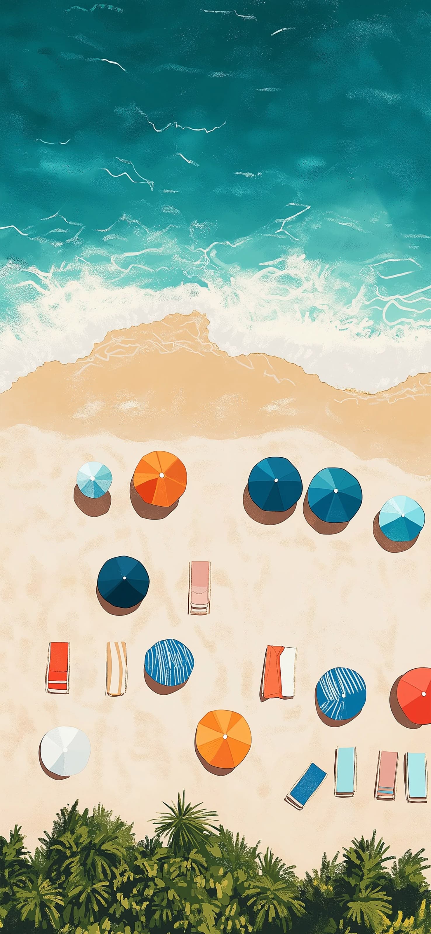 Beach Scene Umbrellas - free phone wallpaper
