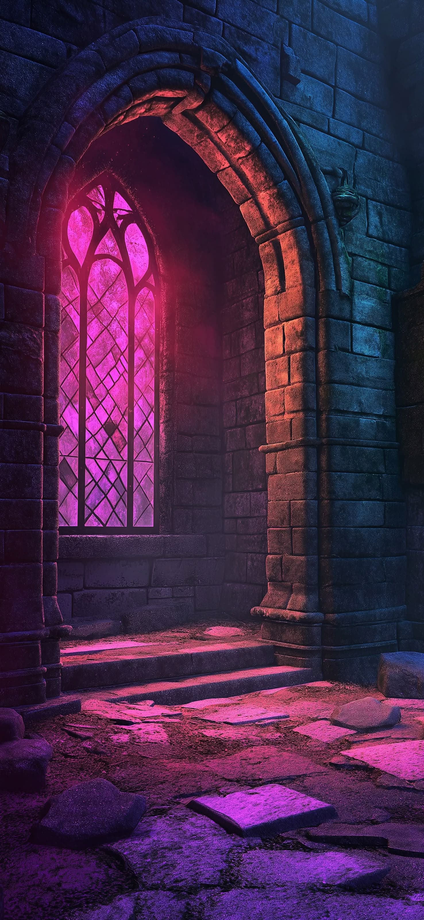 Gothic Window Glow - free phone wallpaper