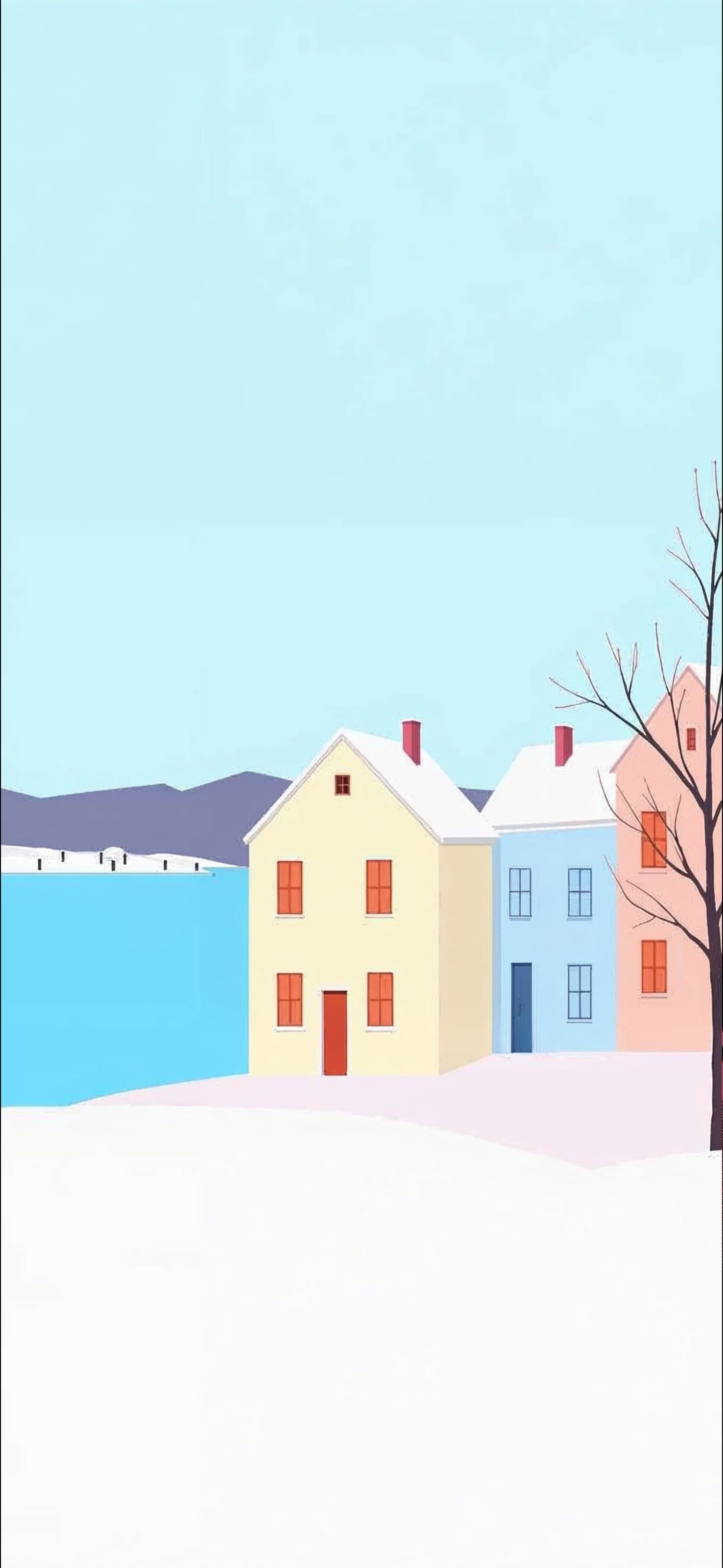 Winter Village Scene - free phone wallpaper