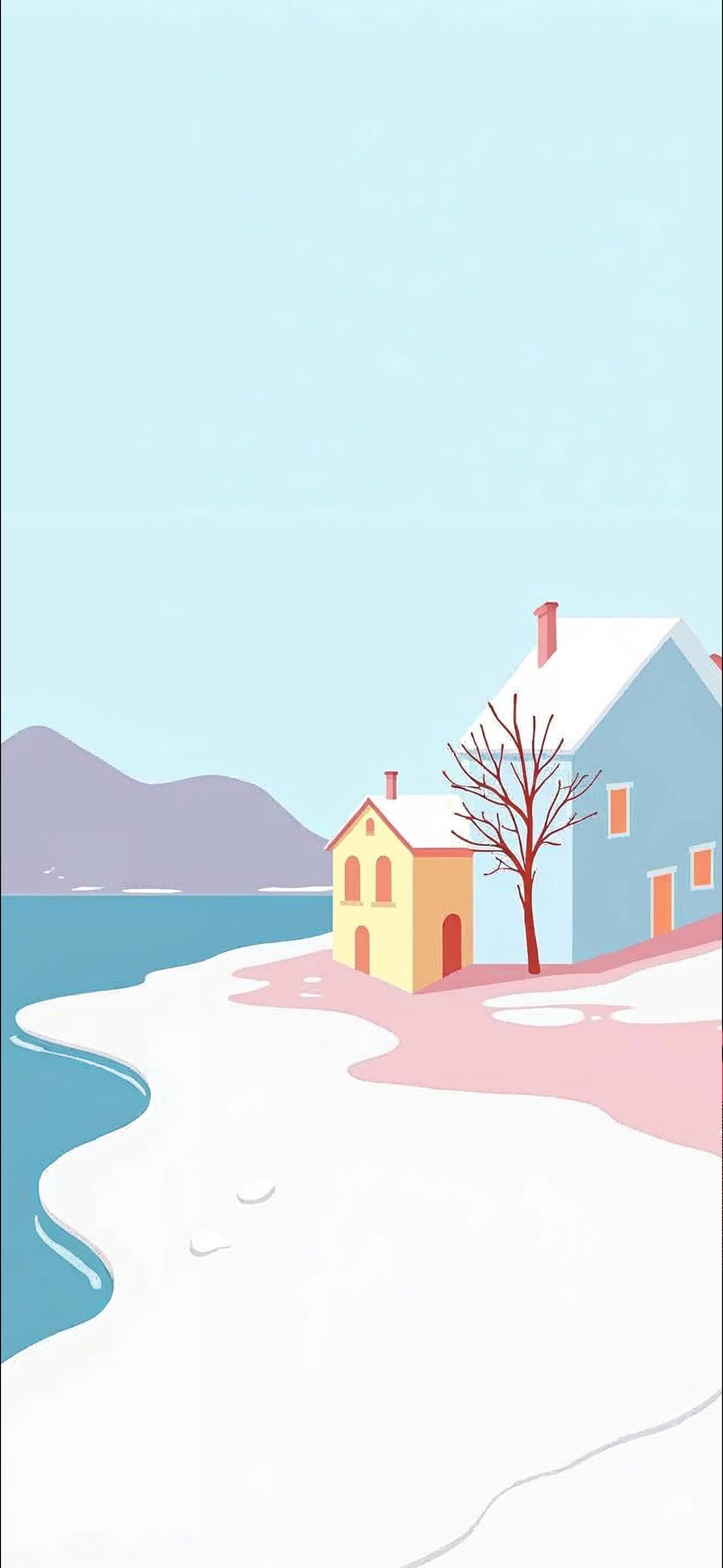Winter Coastal Houses - free phone wallpaper
