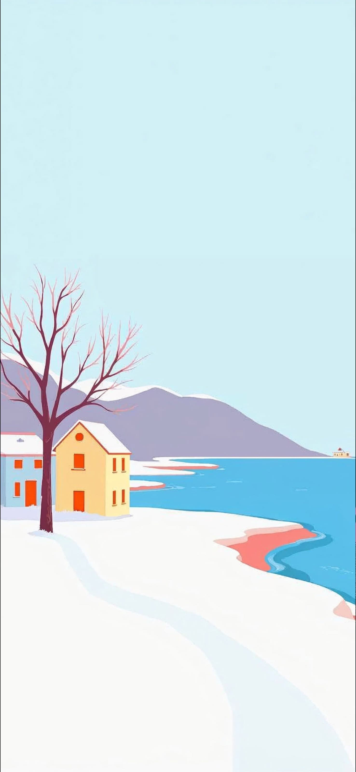 Winter Seaside Homes - free phone wallpaper