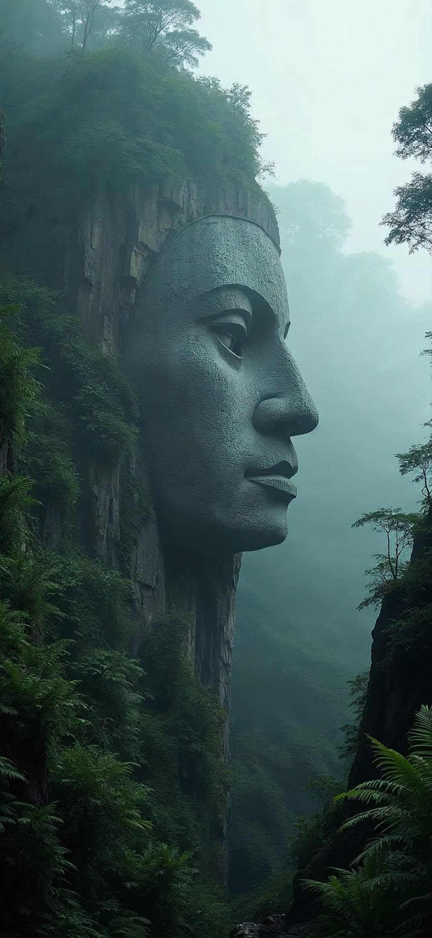 Cliffside Stone Face - free phone wallpaper
