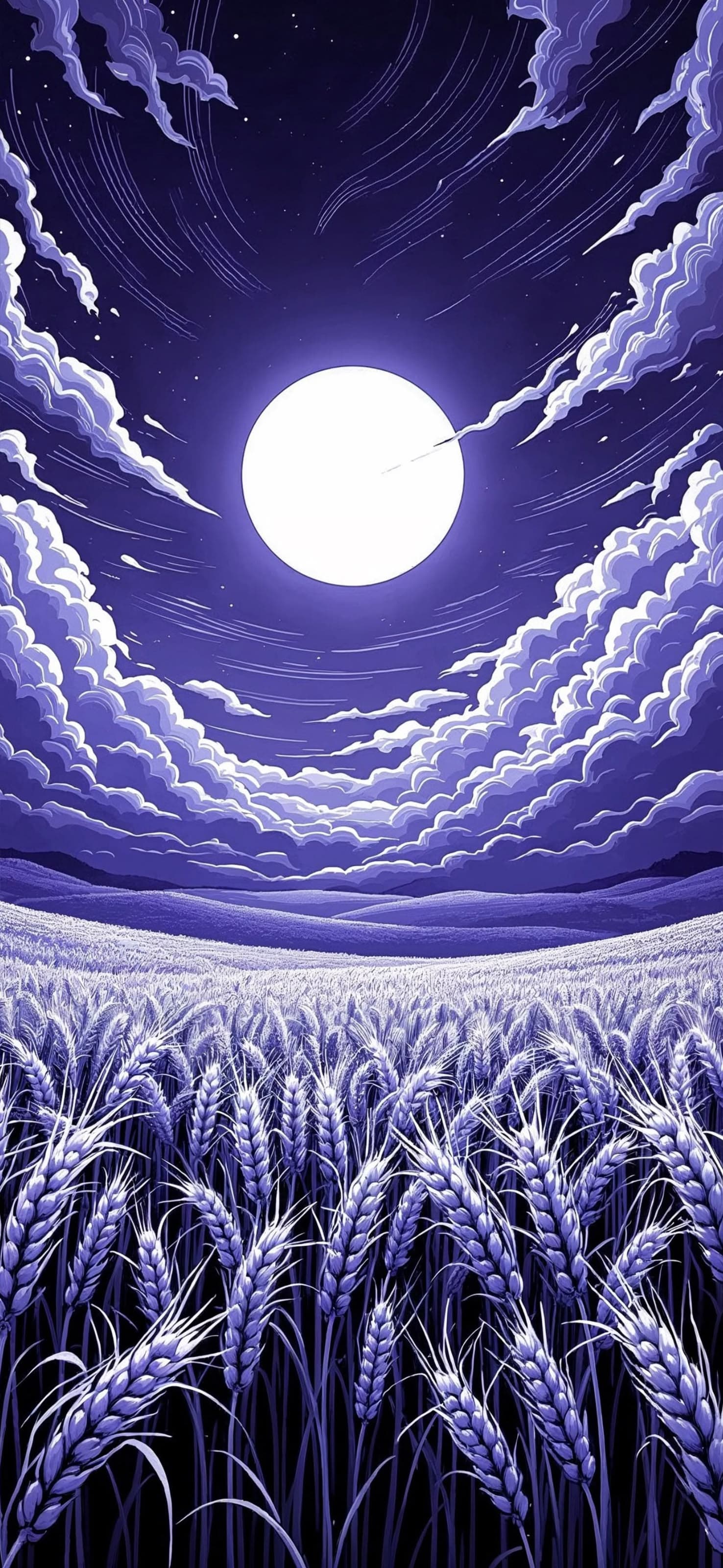 Moonlit Grain Field - free phone wallpaper