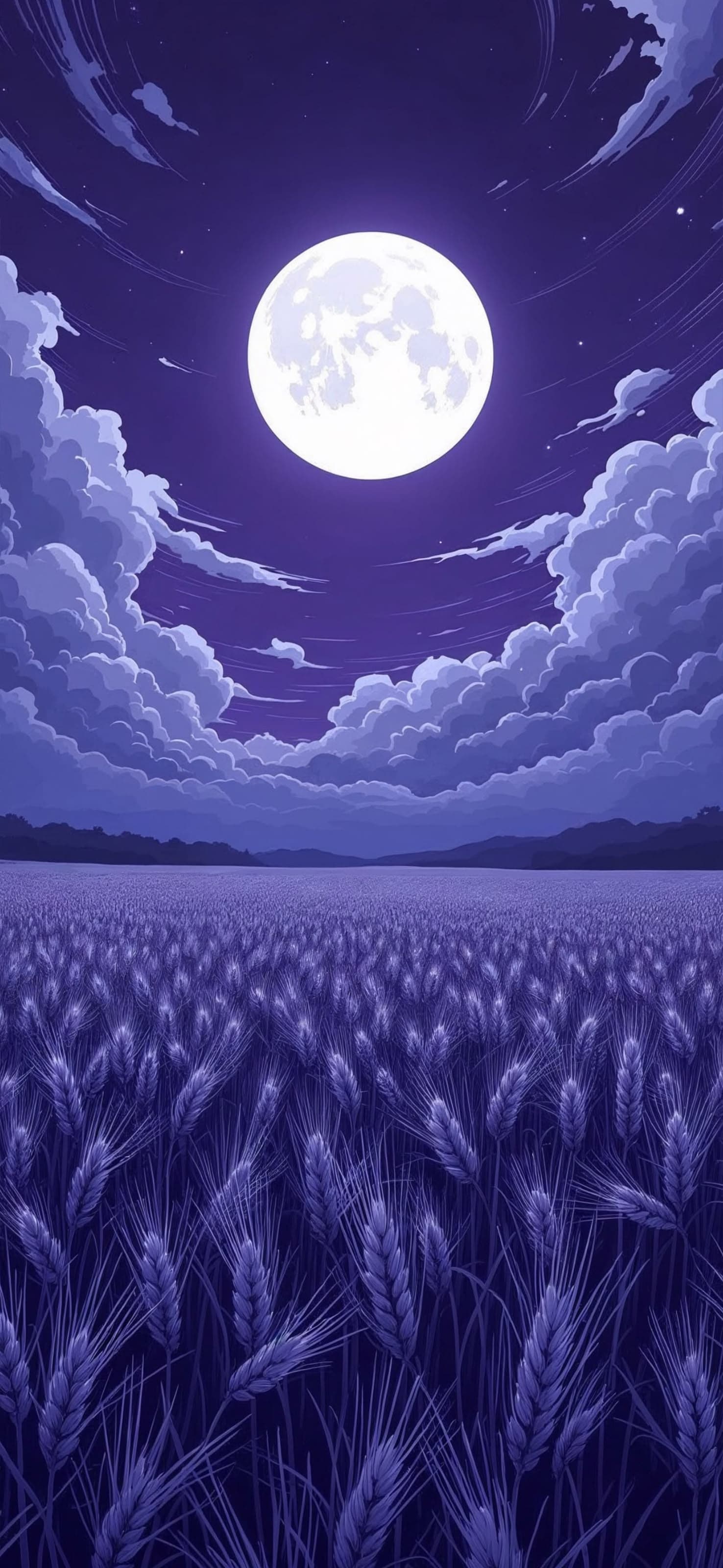 Moonlit Wheat Field - free phone wallpaper