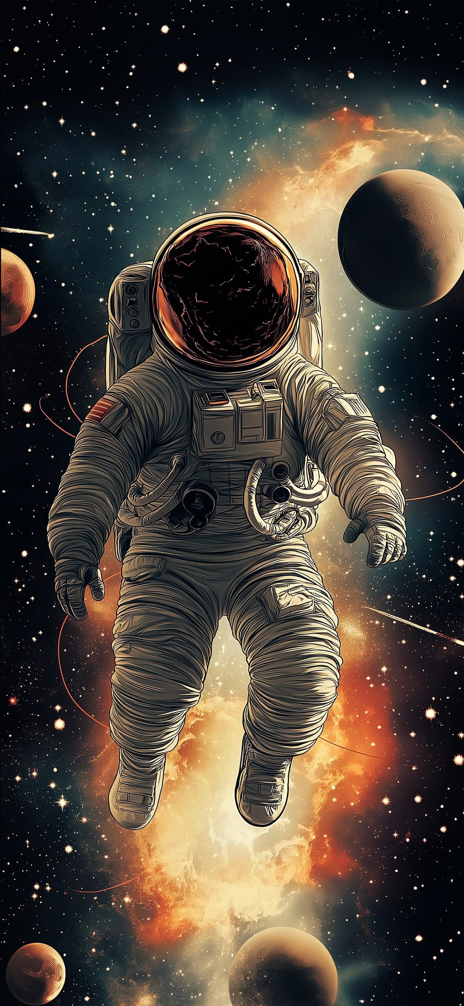 Astronaut Cosmic Voyage - free phone wallpaper