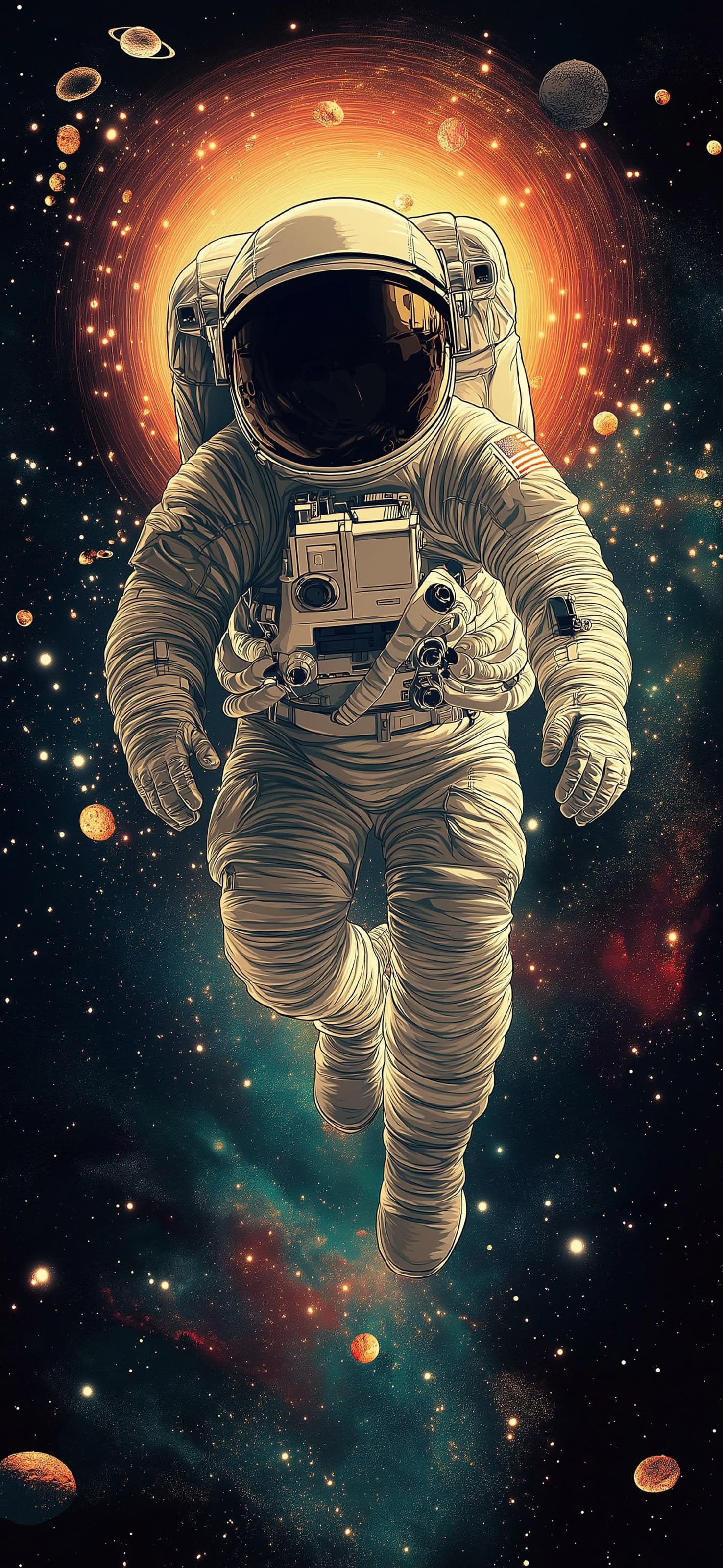 Cosmic Astronaut Float - free phone wallpaper