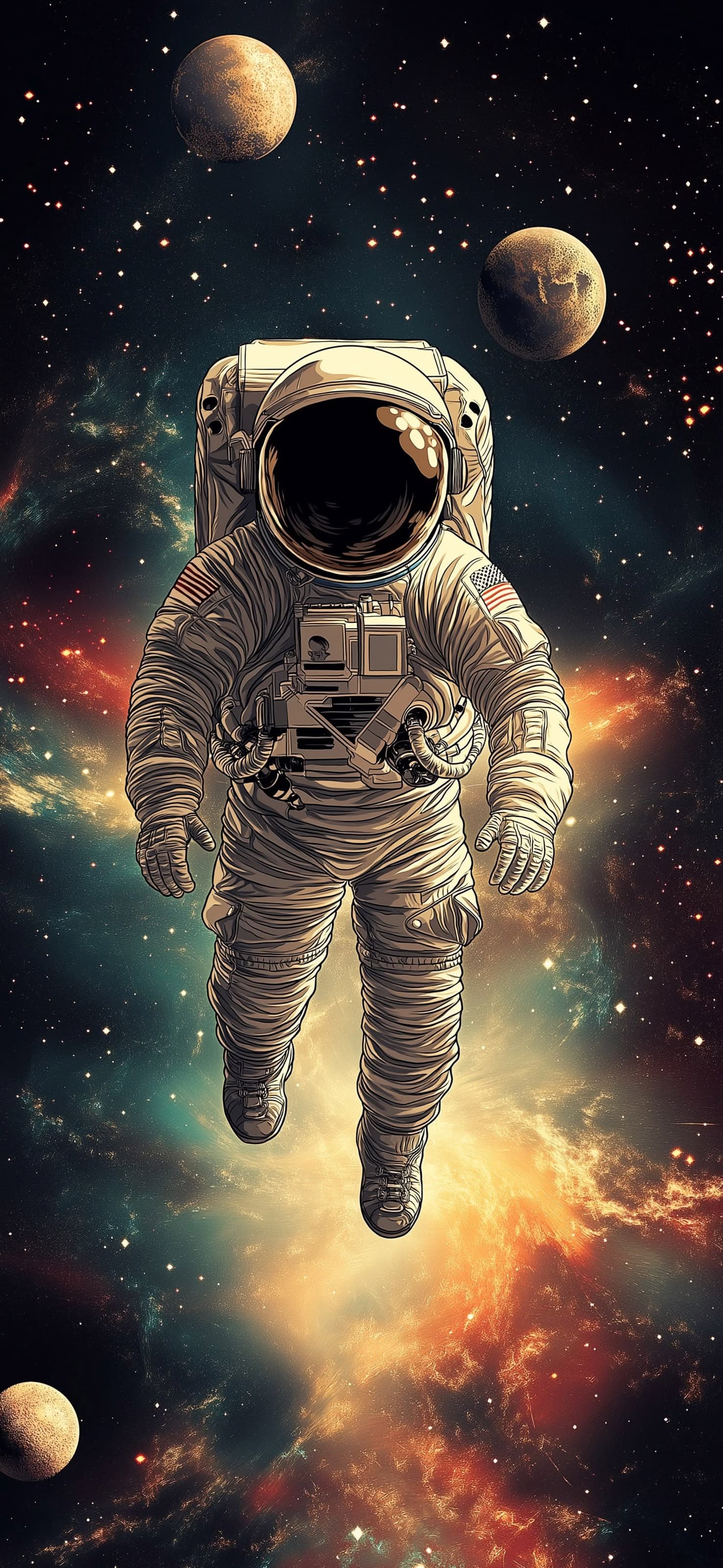 Astronaut Nebula Journey - free phone wallpaper