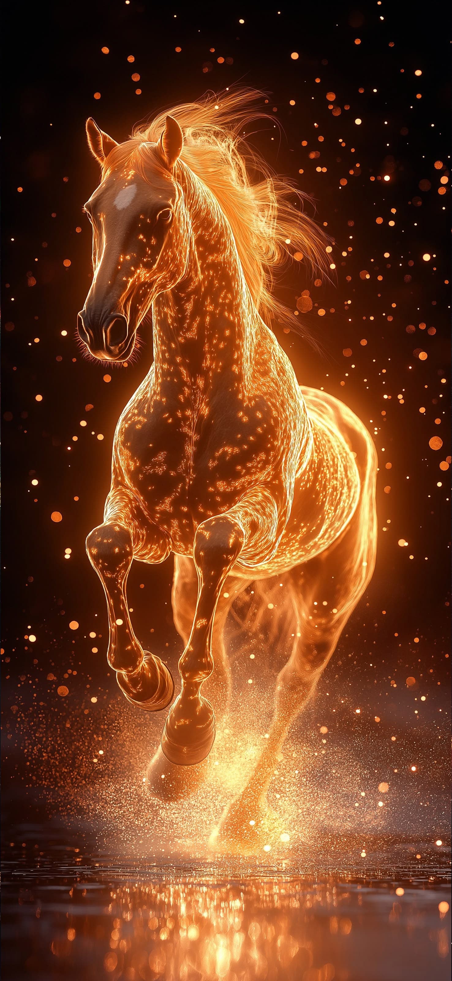 Fiery Horse Run - free phone wallpaper