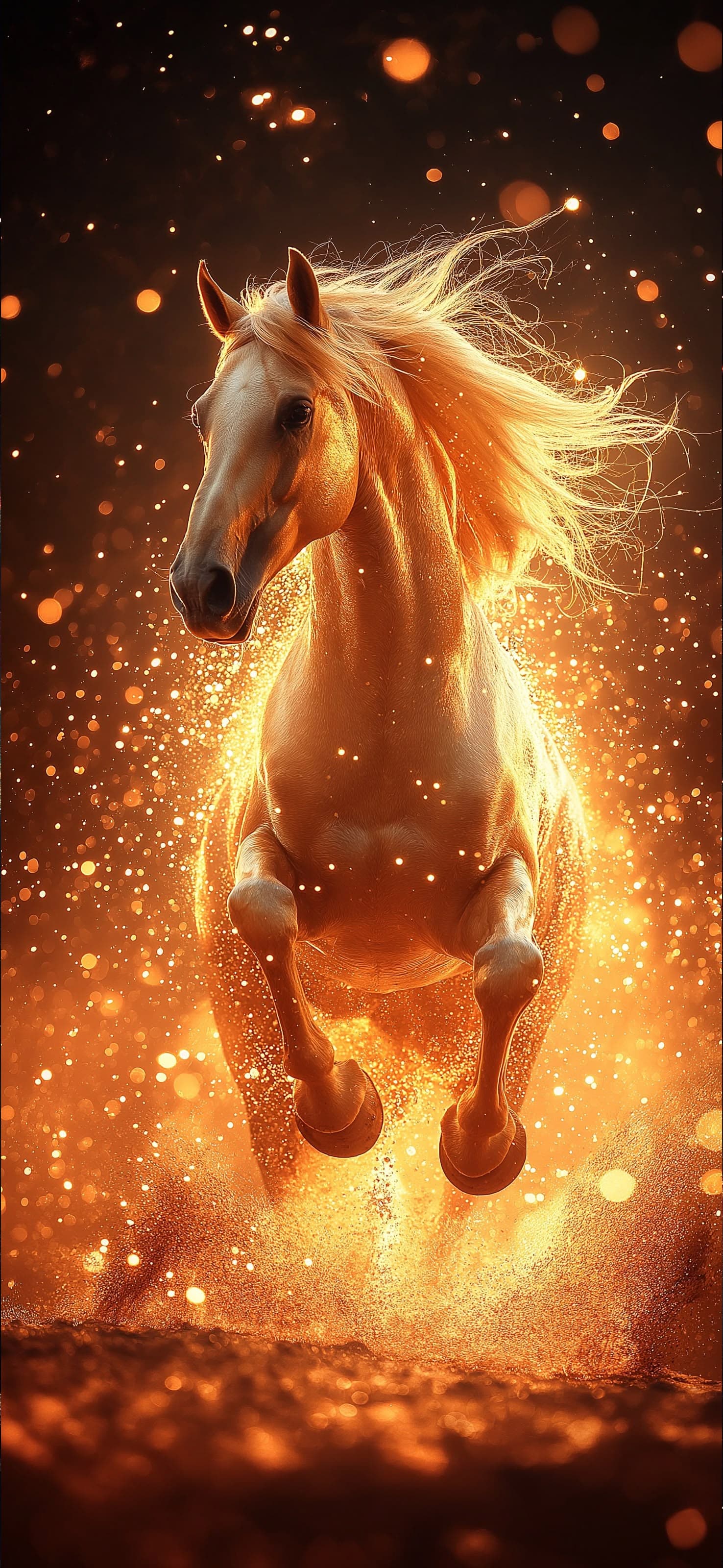 Golden Horse Sparkle - free phone wallpaper