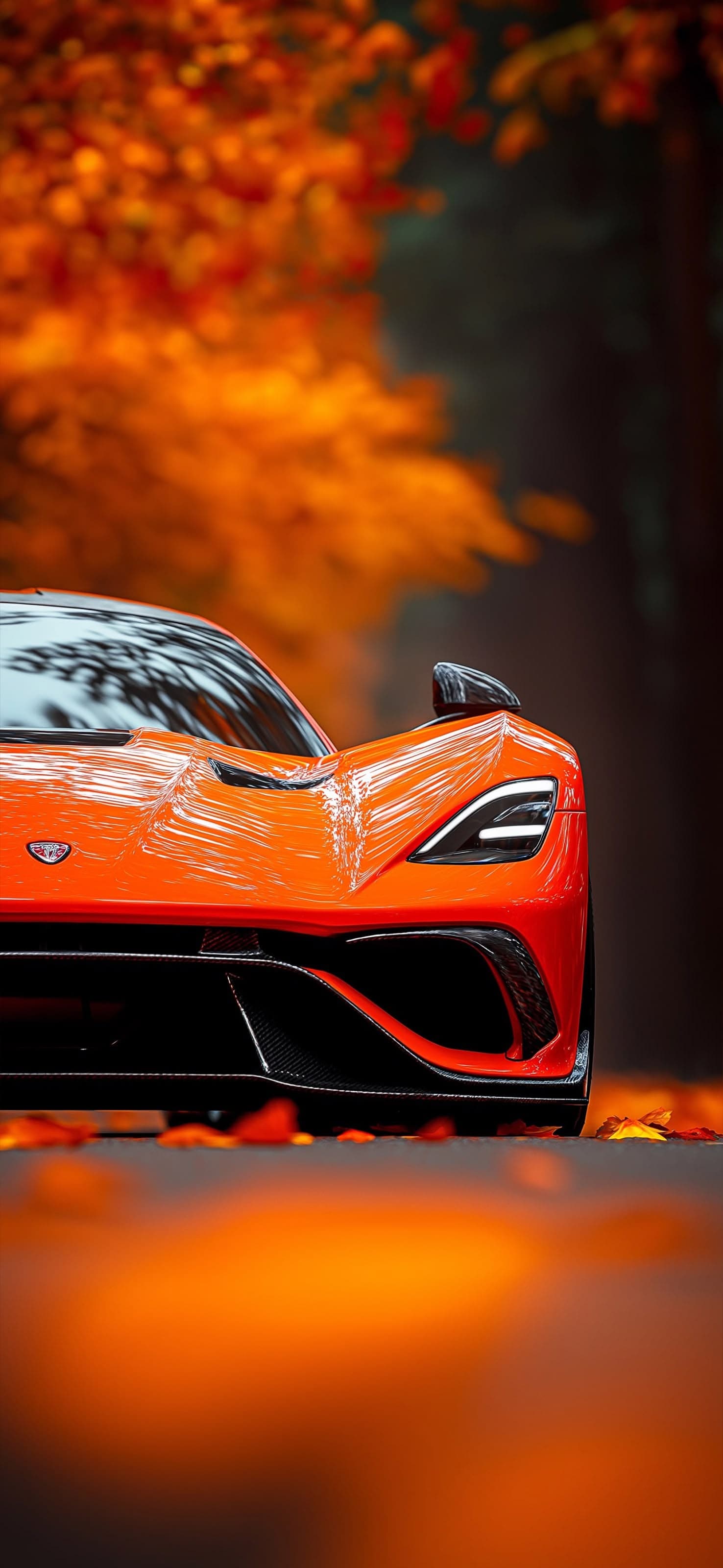 Orange Autumn Car - free phone wallpaper