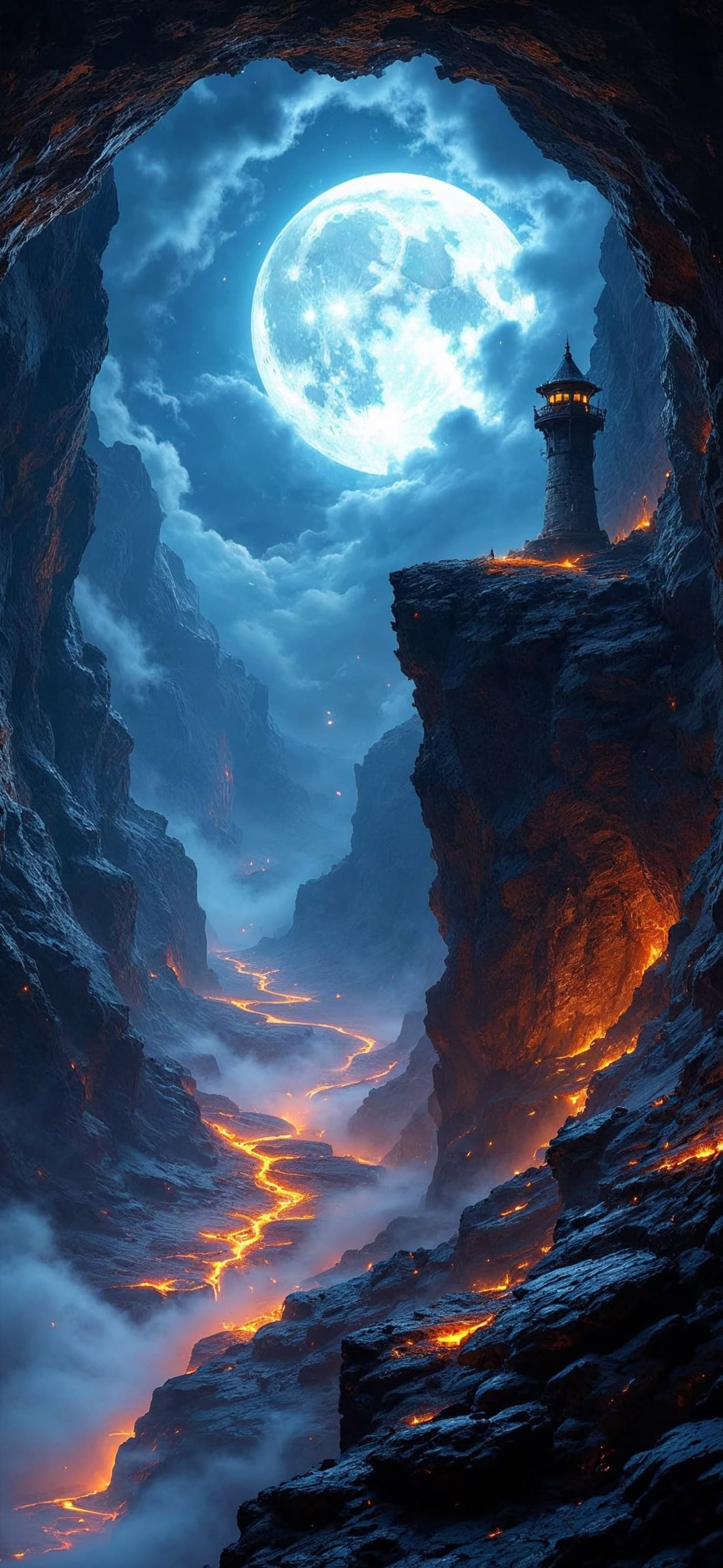 Lava Moonscape Night - free phone wallpaper