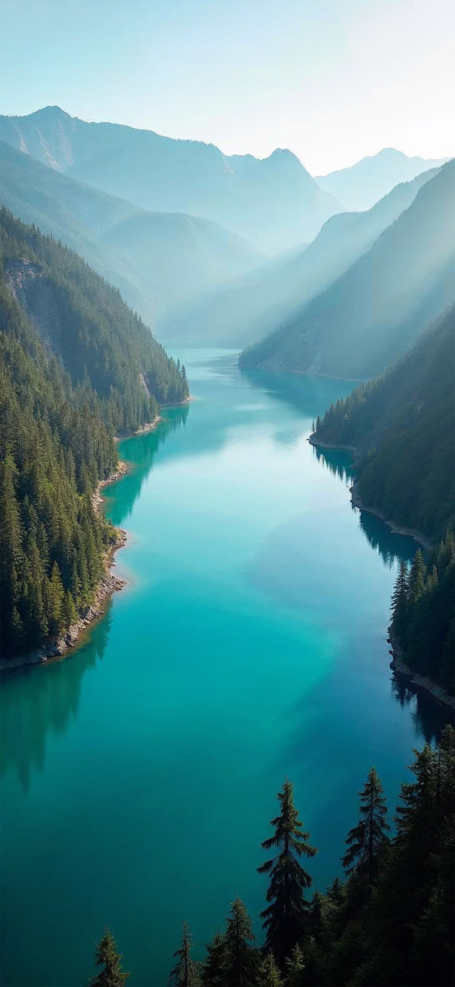 Teal Lake Scene - free phone wallpaper