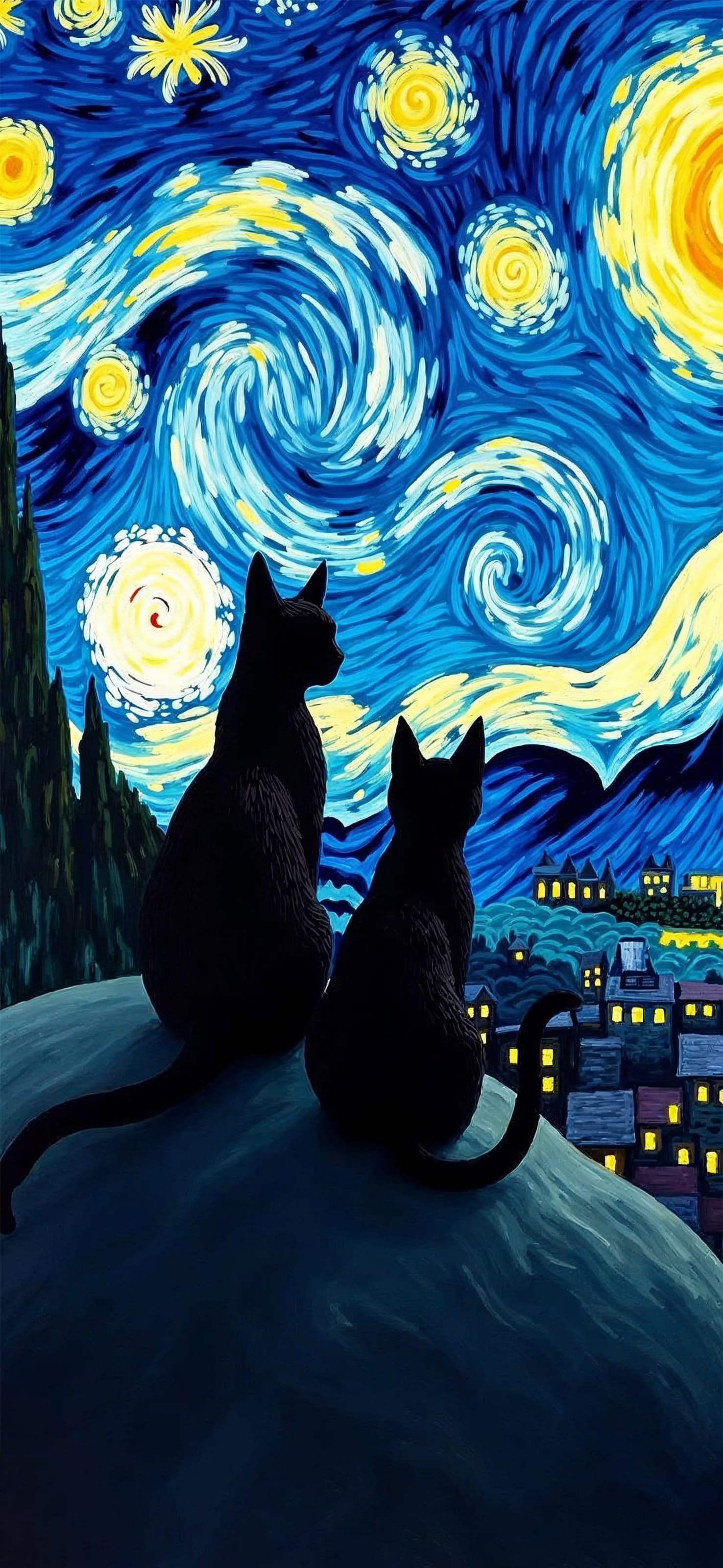 Celestial Cat Art - free phone wallpaper