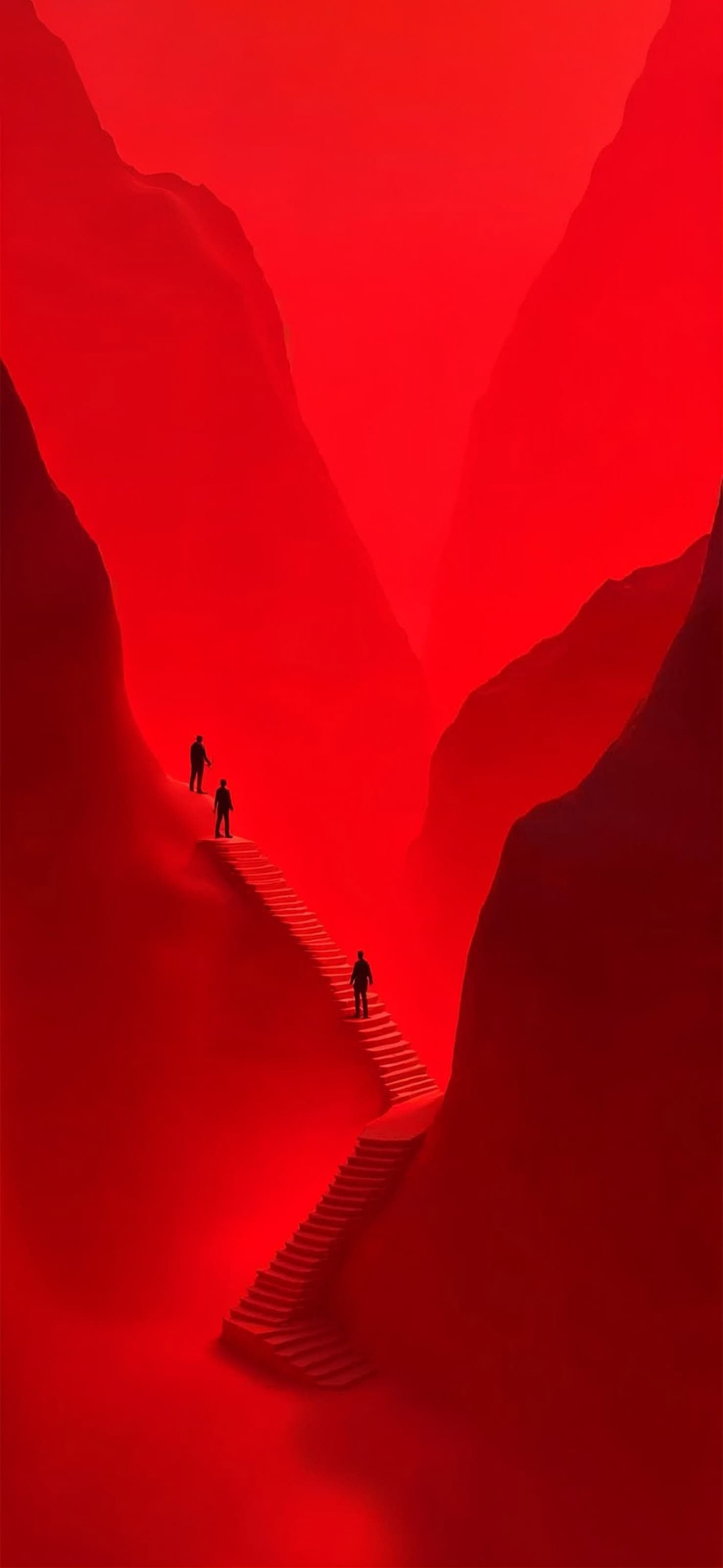 Crimson Stair Ascent - free phone wallpaper