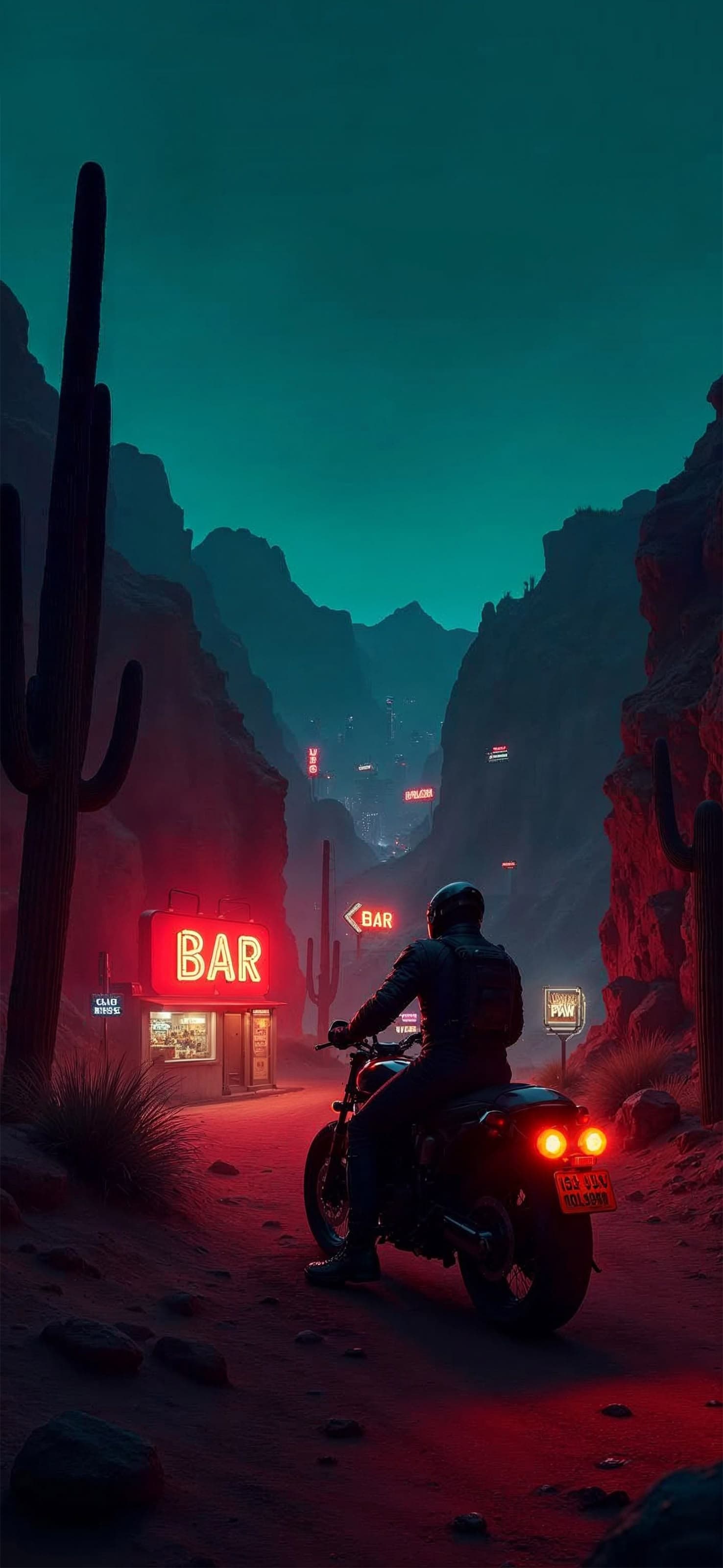 Neon Desert Journey - free phone wallpaper