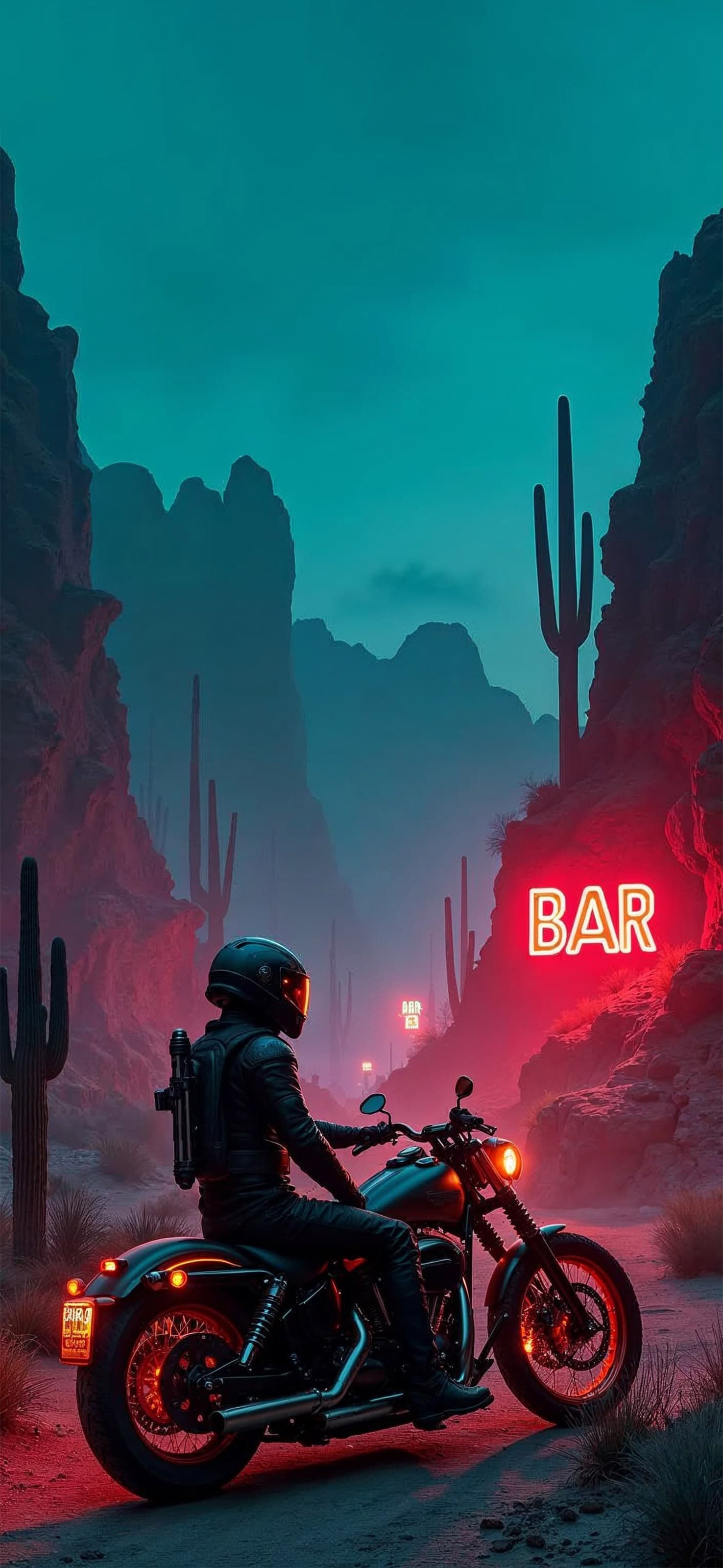 Neon Desert Ride - free phone wallpaper