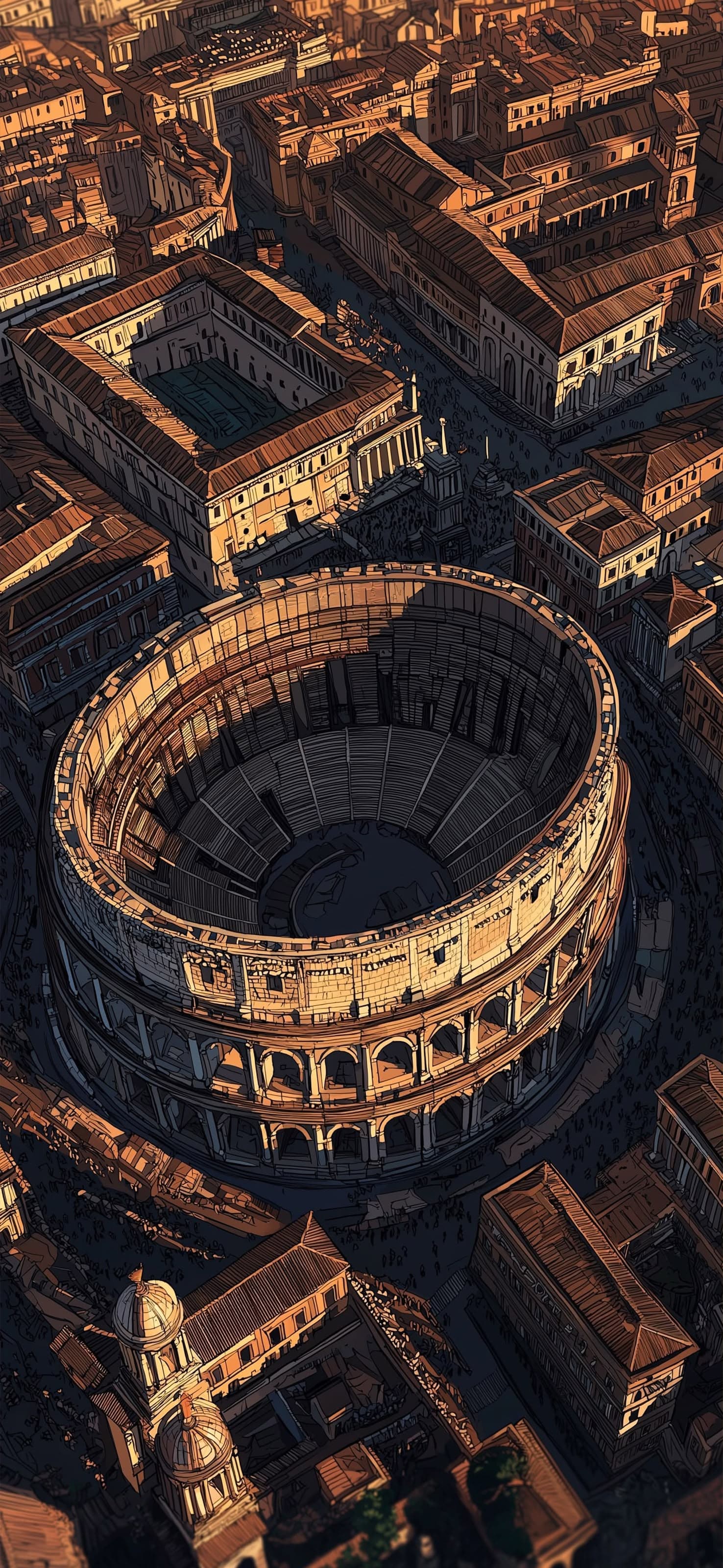 Roman Colosseum Cityscape - free phone wallpaper