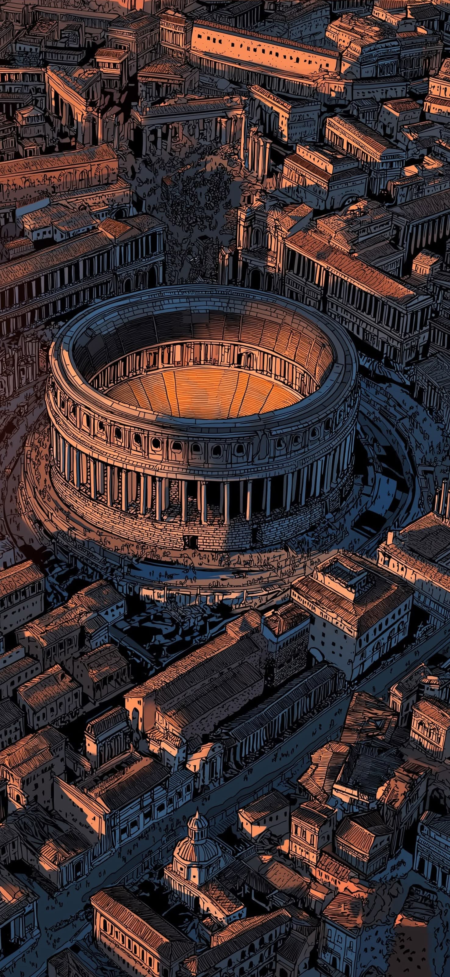Colosseum Aerial View - free phone wallpaper
