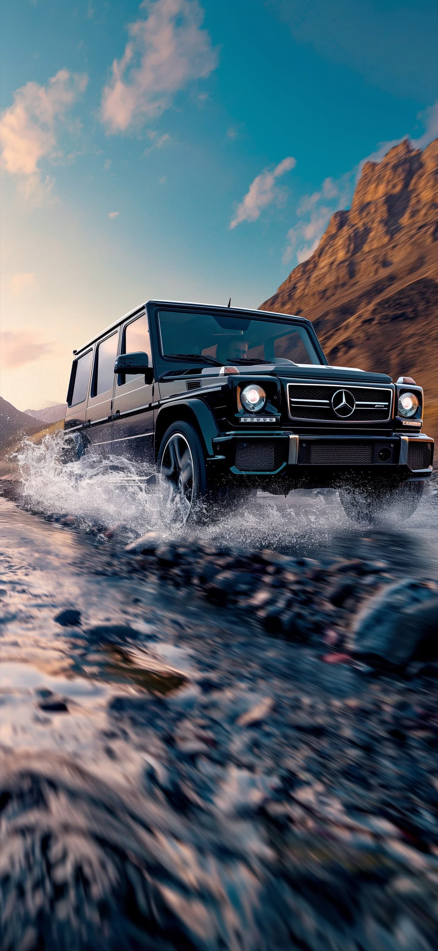 Black G-Wagon River - free phone wallpaper