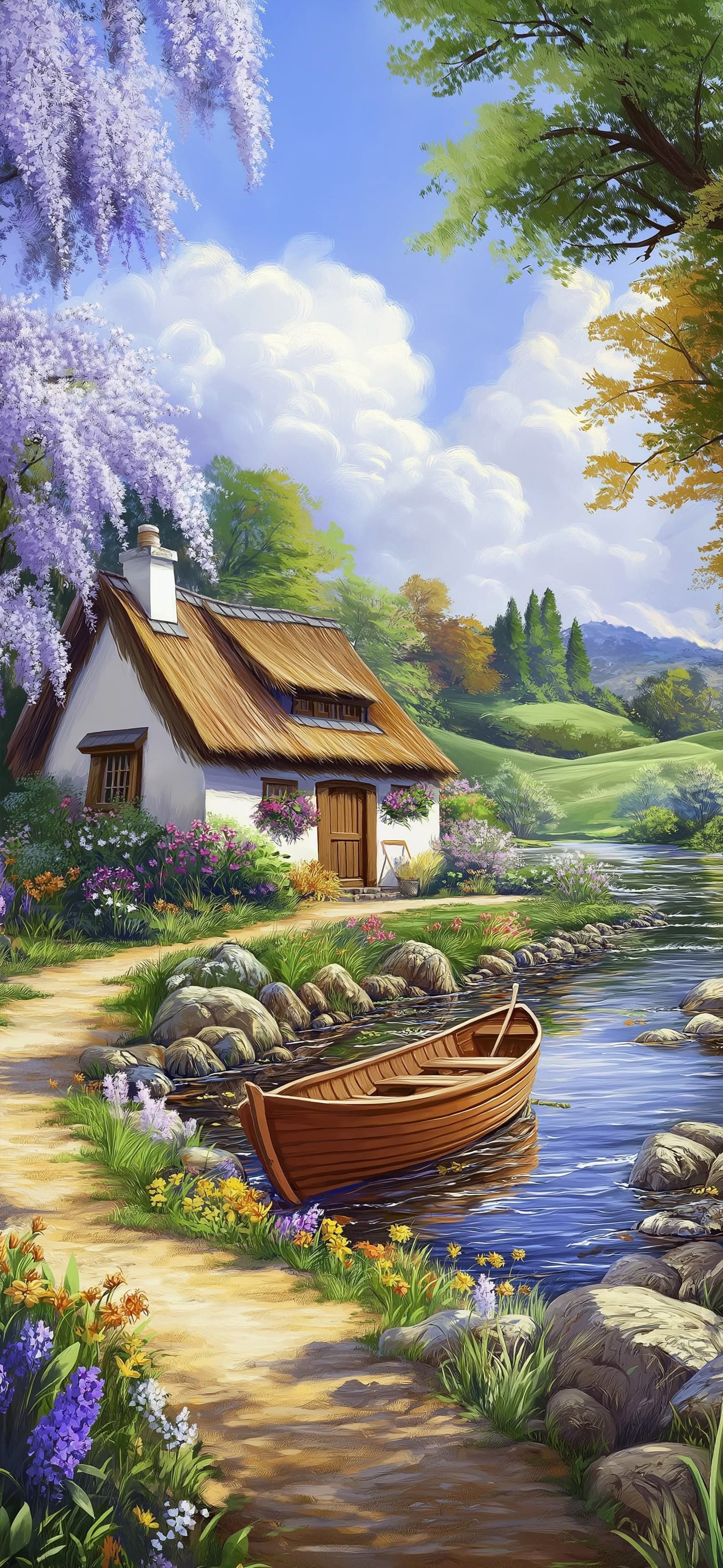 Cottage Stream - free phone wallpaper