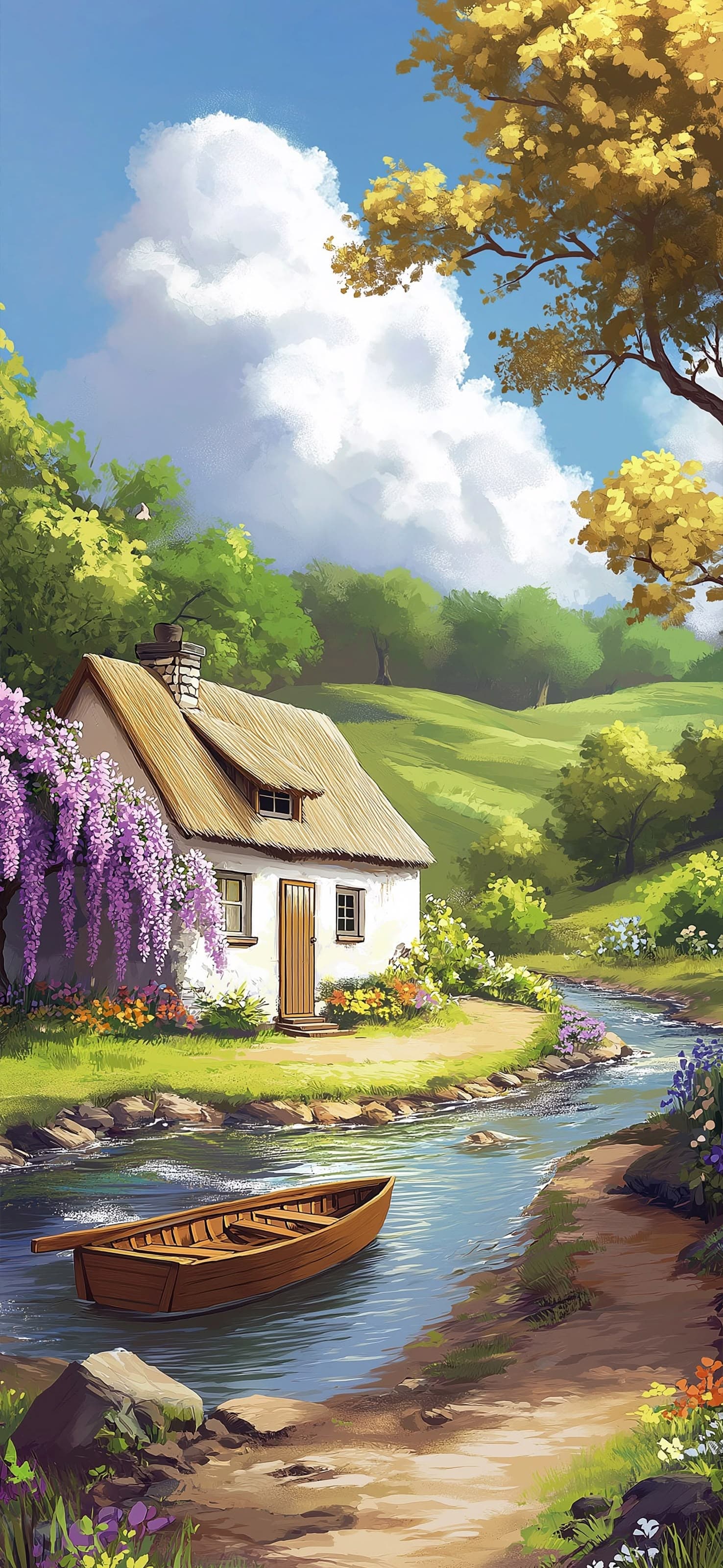 Riverside Cottage - free phone wallpaper