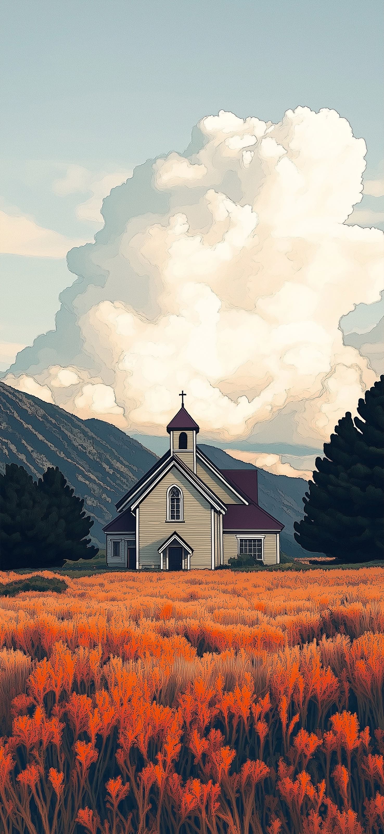 Autumn Chapel - free phone wallpaper