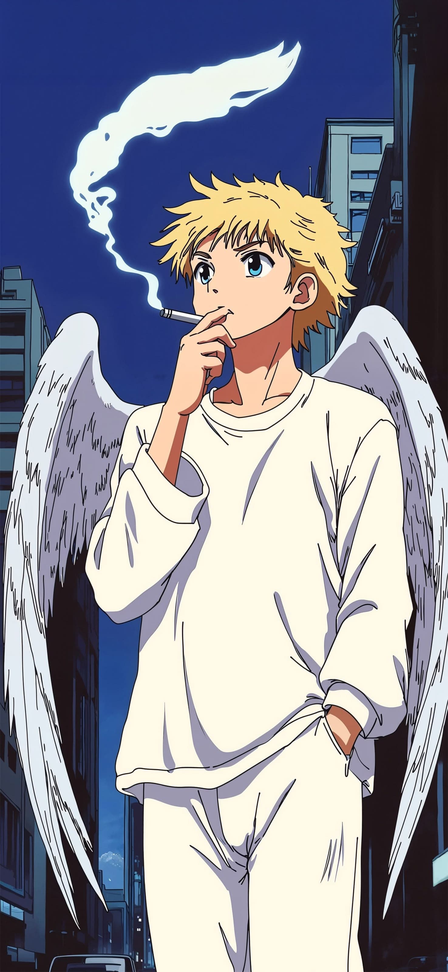 Smoking Angel - free phone wallpaper